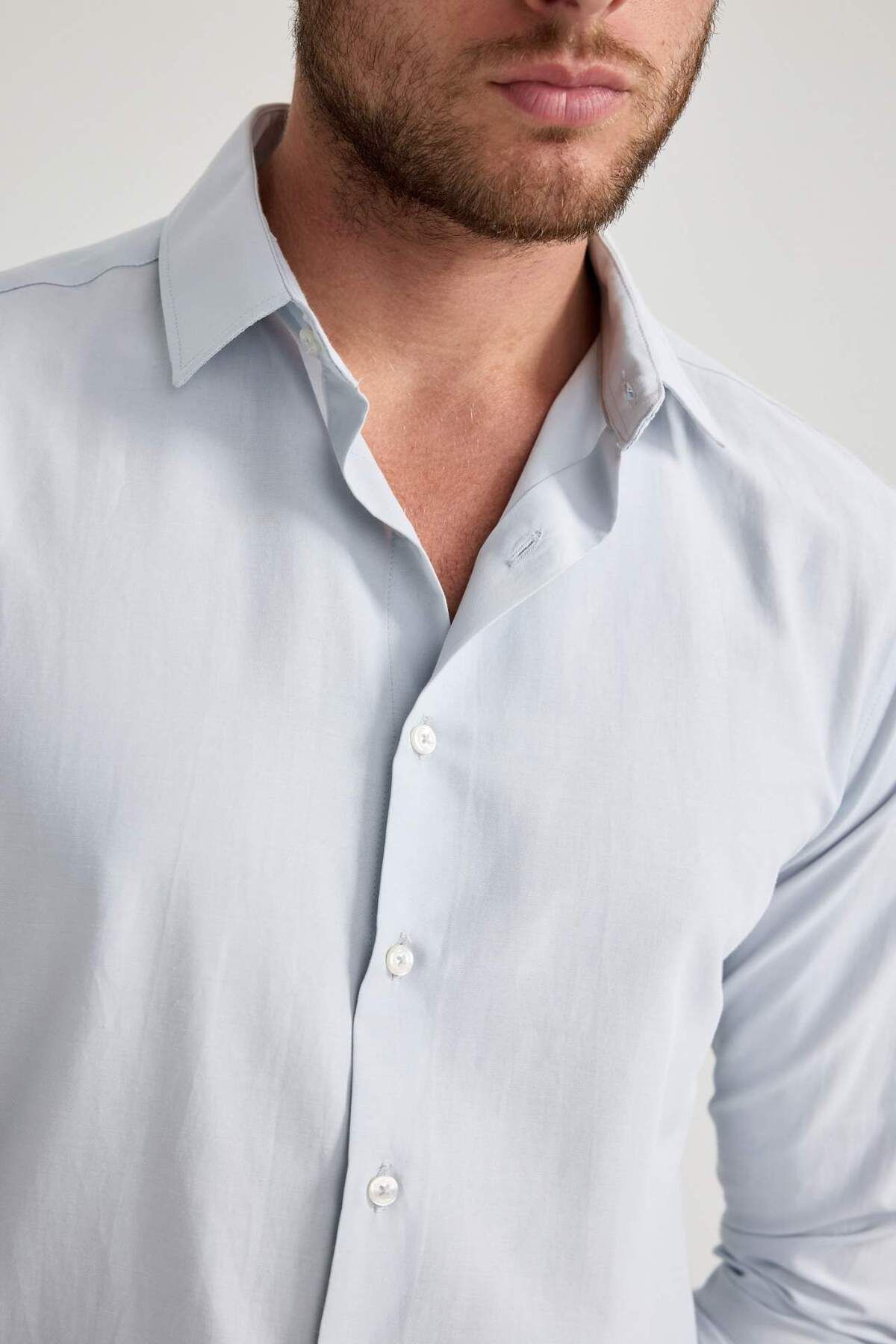 DeFacto-Cămașă din bumbac cu mânecă lungă din popelin slim fit R4340az23sp 5
