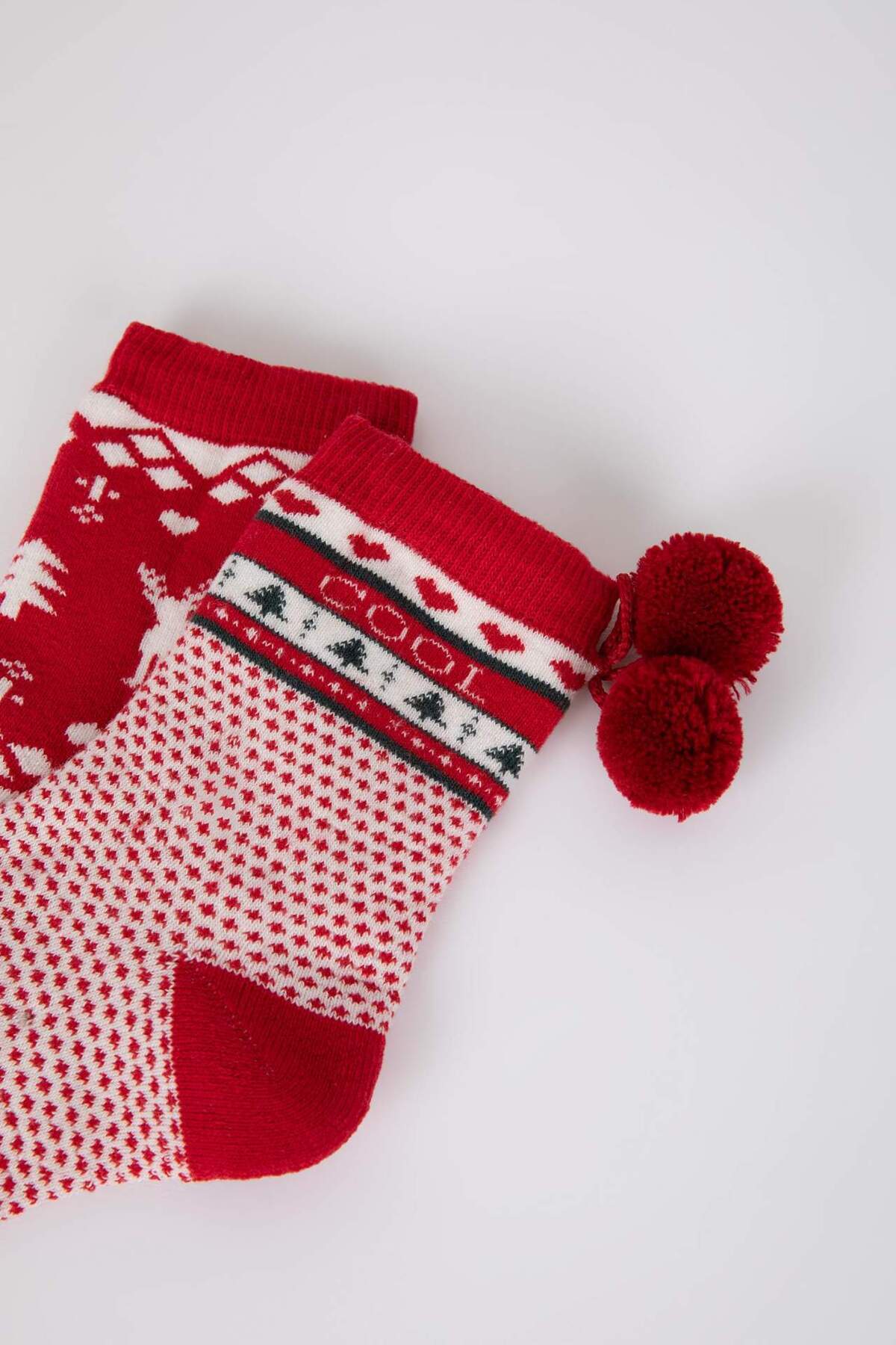DeFacto-Girl's New Year's Themed 2-Piece Cotton Long Socks Z3921A6Ns 4