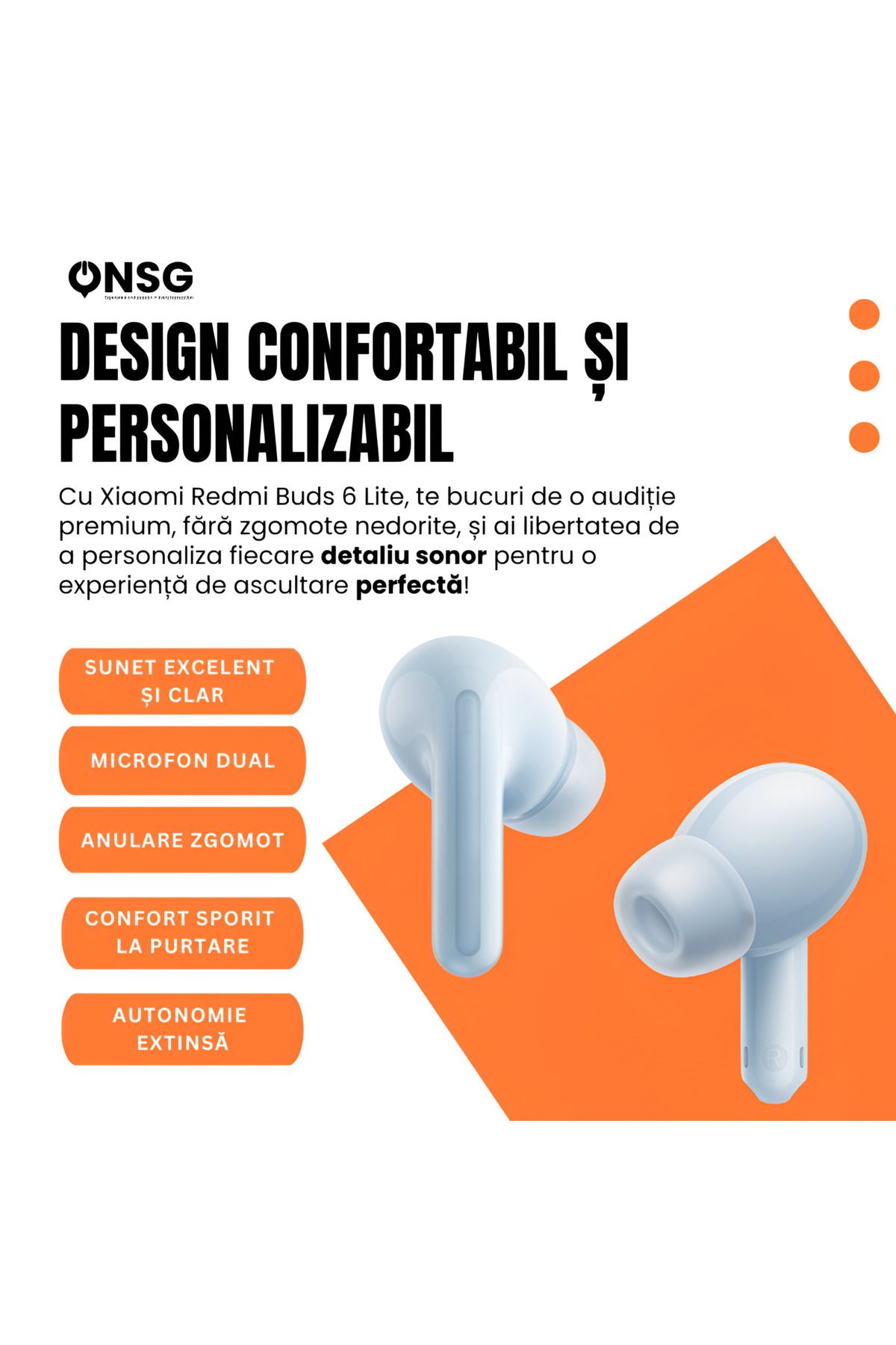Xiaomi-Căști Redmi Buds 6 Lite handsfree Anc 40db, Bluetooth 5.3, Autonomie 38h, Albastre 5
