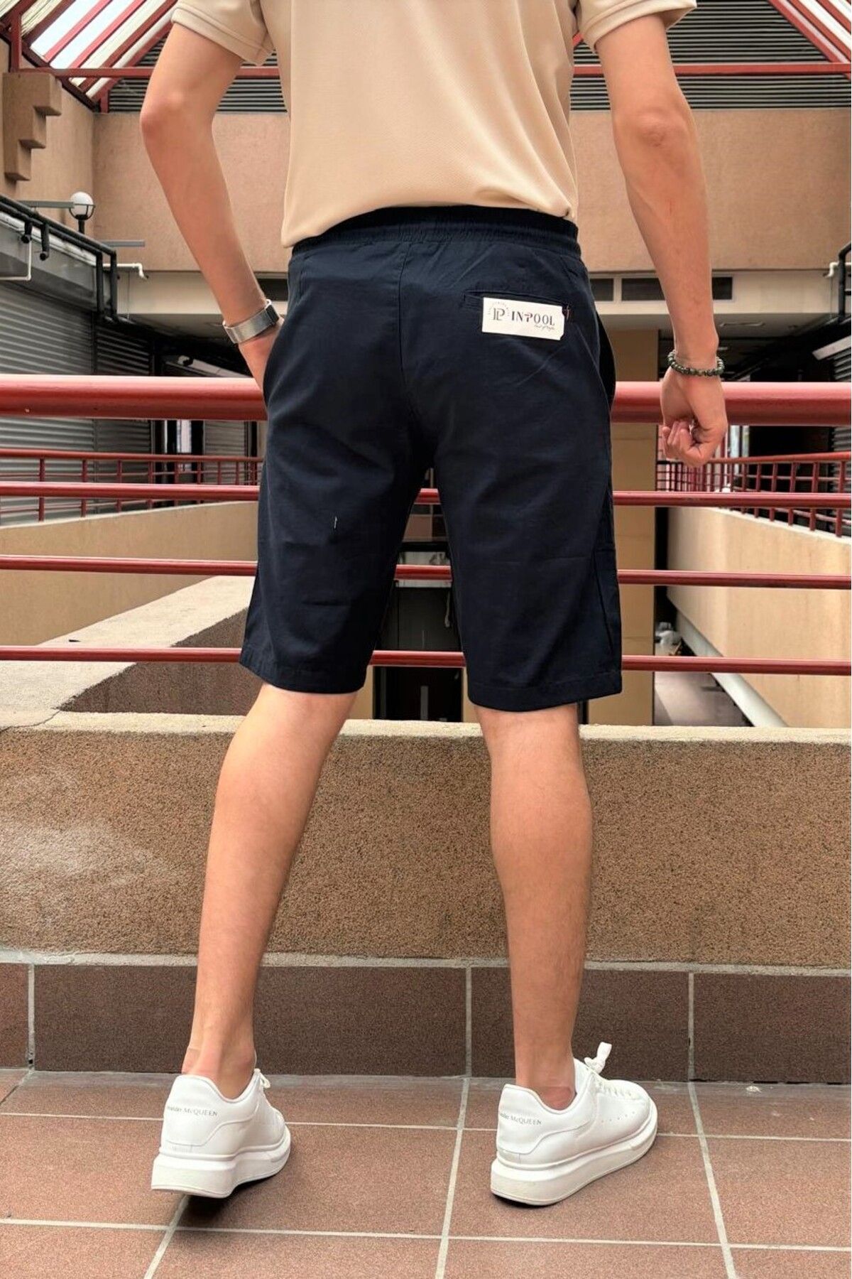 inpool  Bel lastikli-bağcıklı, Regular Fit, Yazlık, Old Money Culture, Keten (linen), Dokuma şort - Görsel 6