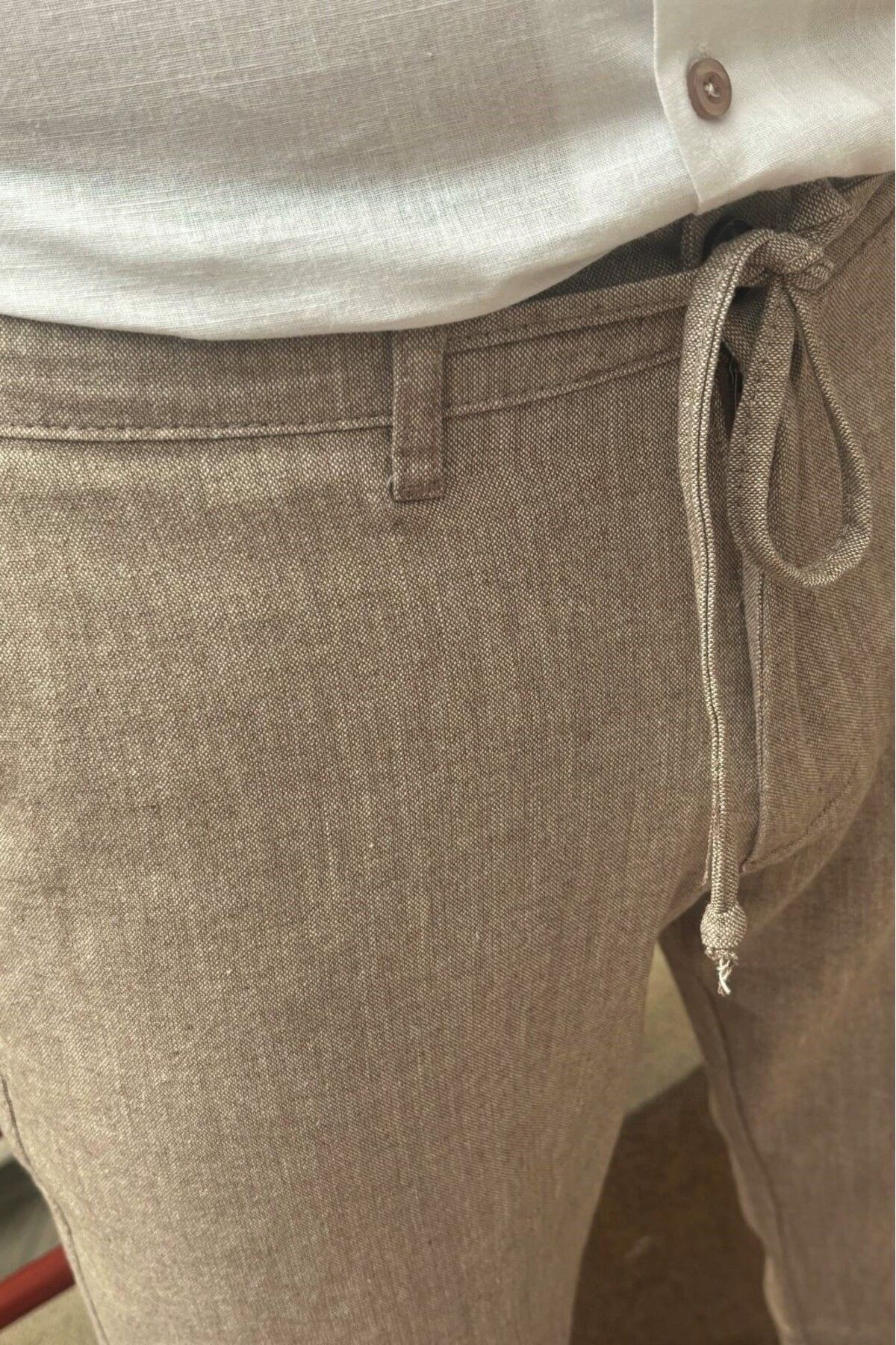 inpool  Erkek, Ayarlanabilir bel, Regular-Fit, Old Money Culture, Pamuklu, keten görünümlü pantolon 166-1 - Görsel 6