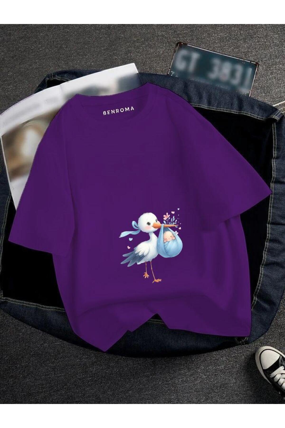 PREGNANT BLUE STORK PRINTED TISORT