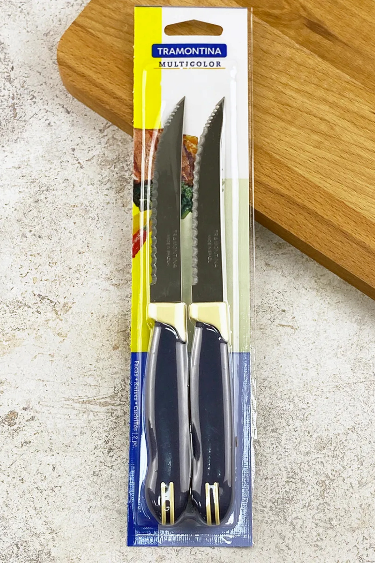 Pinkev Tramontina 2'li Tırtıklı Paslanmaz Çelik Çok Amaçlı Mutfak Bıçak Seti