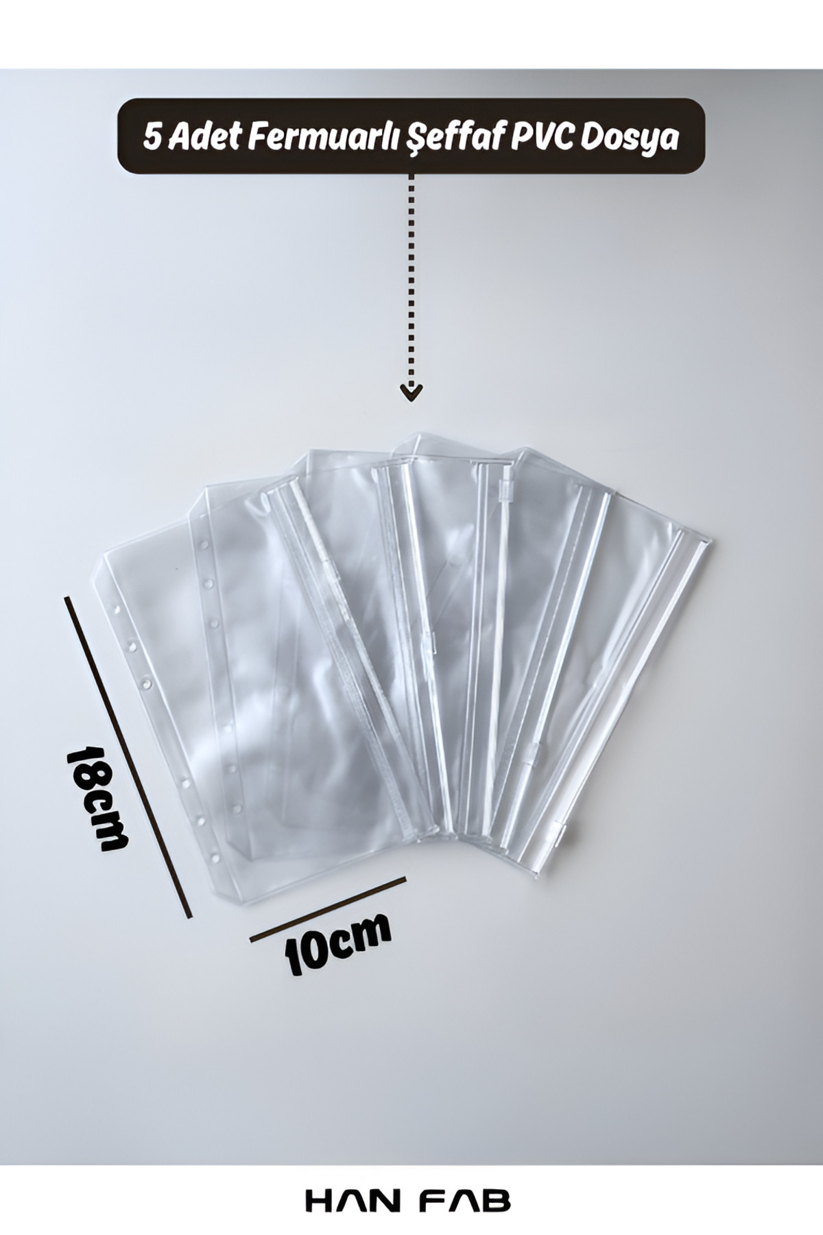 MINTDSGN A6 Şeffaf 5'li Kilitli-Fermuarlı PVC Dosya