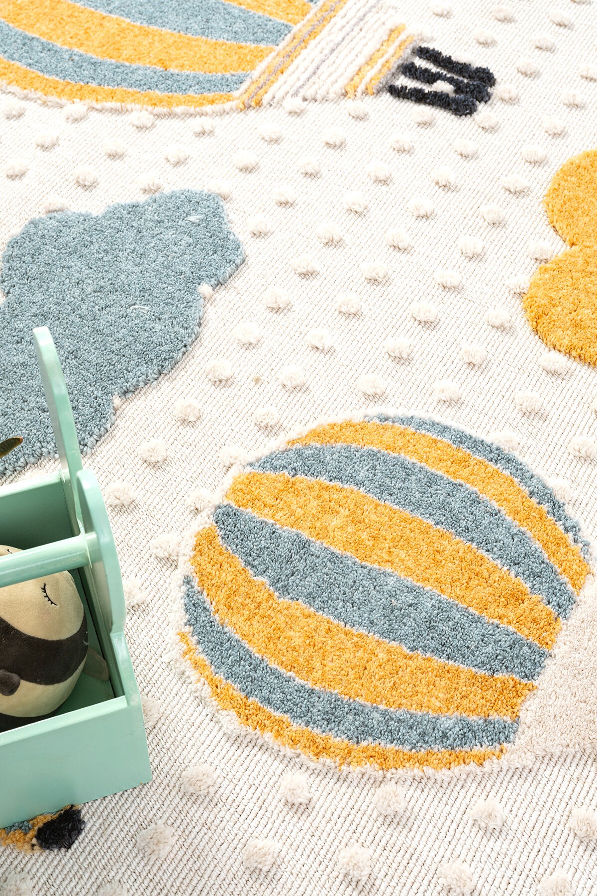 Eliz Home Yumuşak Bukleli Bebek Odası Çocuk Odası Genç Odası Dokuma Halı Mavi Balonlu Bulutlu Halı 22 fotoğrafı 3 (önizleme)