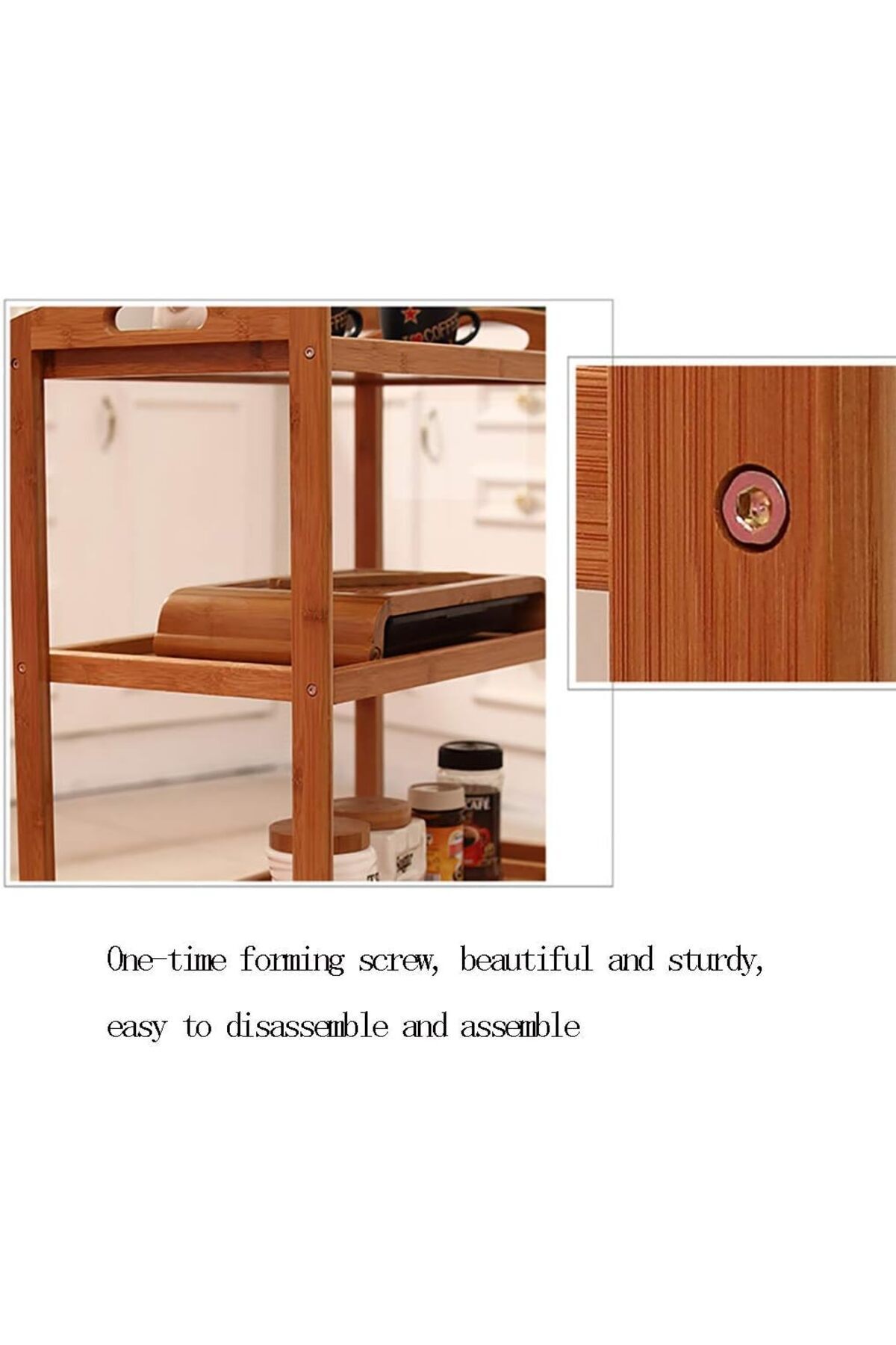 عربة مطبخ متحركة 4 طبقات من الخيزران,منظم تخزين بعجلات للمطبخ والحفلات,تصميم أنيق وخفيف وسهل الحركة