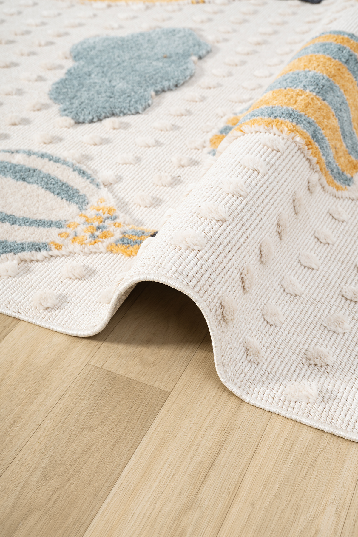 Eliz Home Yumuşak Bukleli Bebek Odası Çocuk Odası Genç Odası Dokuma Halı Mavi Balonlu Bulutlu Halı 22 fotoğrafı 5 (önizleme)