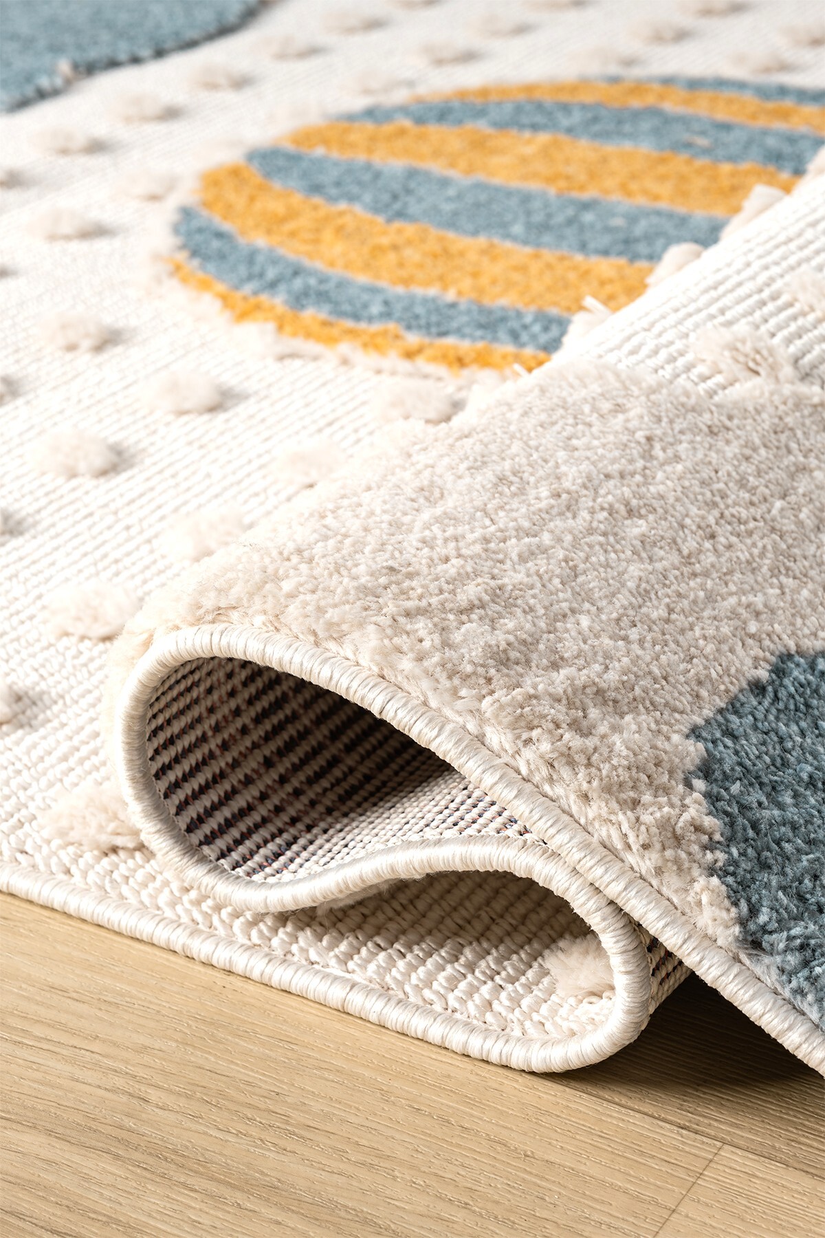 Eliz Home Yumuşak Bukleli Bebek Odası Çocuk Odası Genç Odası Dokuma Halı Mavi Balonlu Bulutlu Halı 22 fotoğrafı 4 (önizleme)