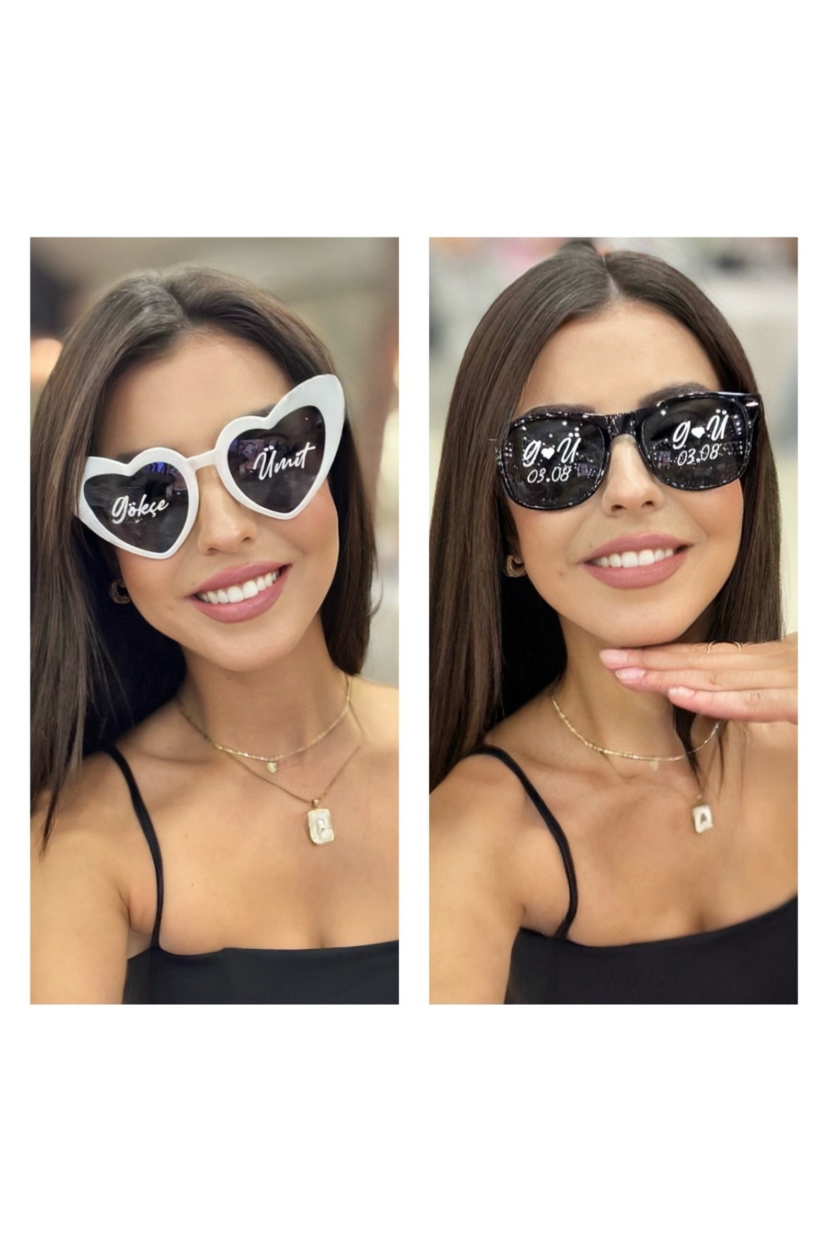 Kişisel Tasarımlar İkili isme özel gelin damat gözlüğü düğün akım gözlük