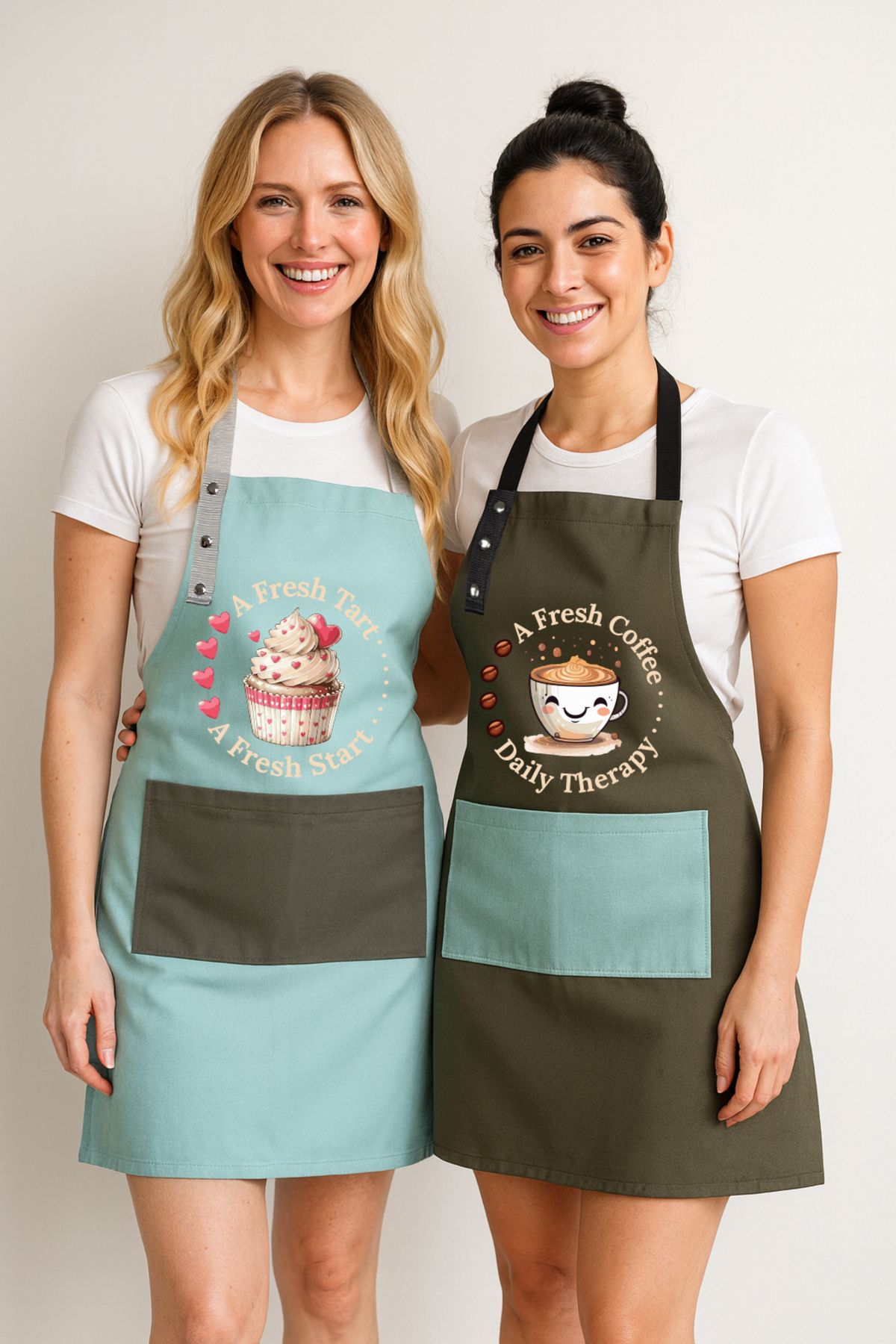 Hulganz-Kitchen Apron Set of 2 Stain-Resistant Suit Cloth Cupcake Coffee Dowry Cafe Patisserie Workshop Apron 1