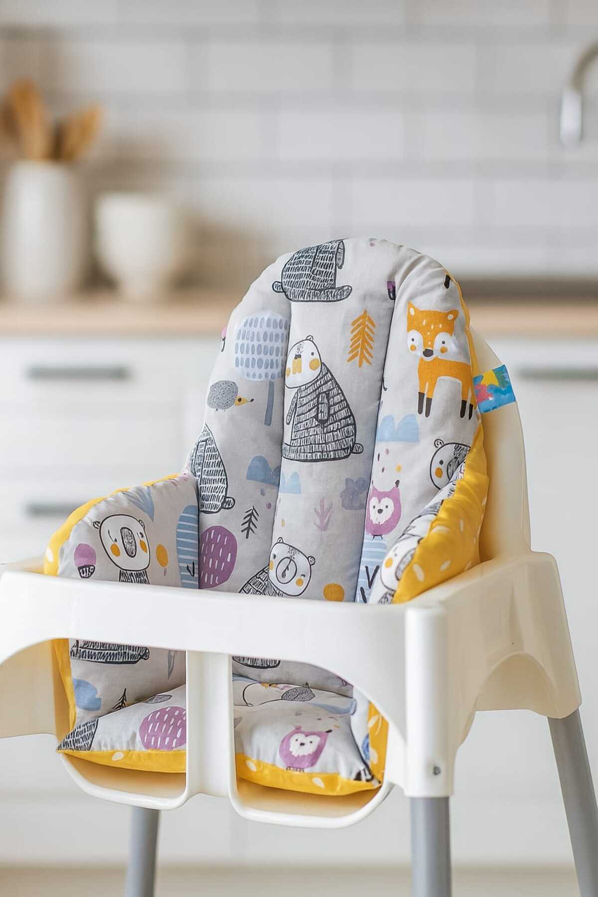 Baby Kids Feeding Chair Cushion Blue Cute Bears