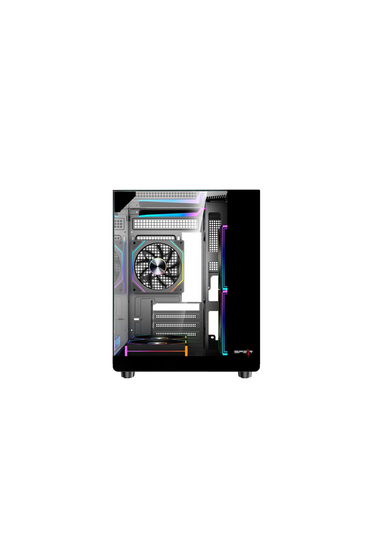 SPEARPC-حافظة SPEAR COVID 55 ECOS، مقاس M-ATX/ITX، 5 مراوح ARGB، موزع وجهاز تحكم عن بعد، USB 3.0، تبريد سائل 240 مم 4