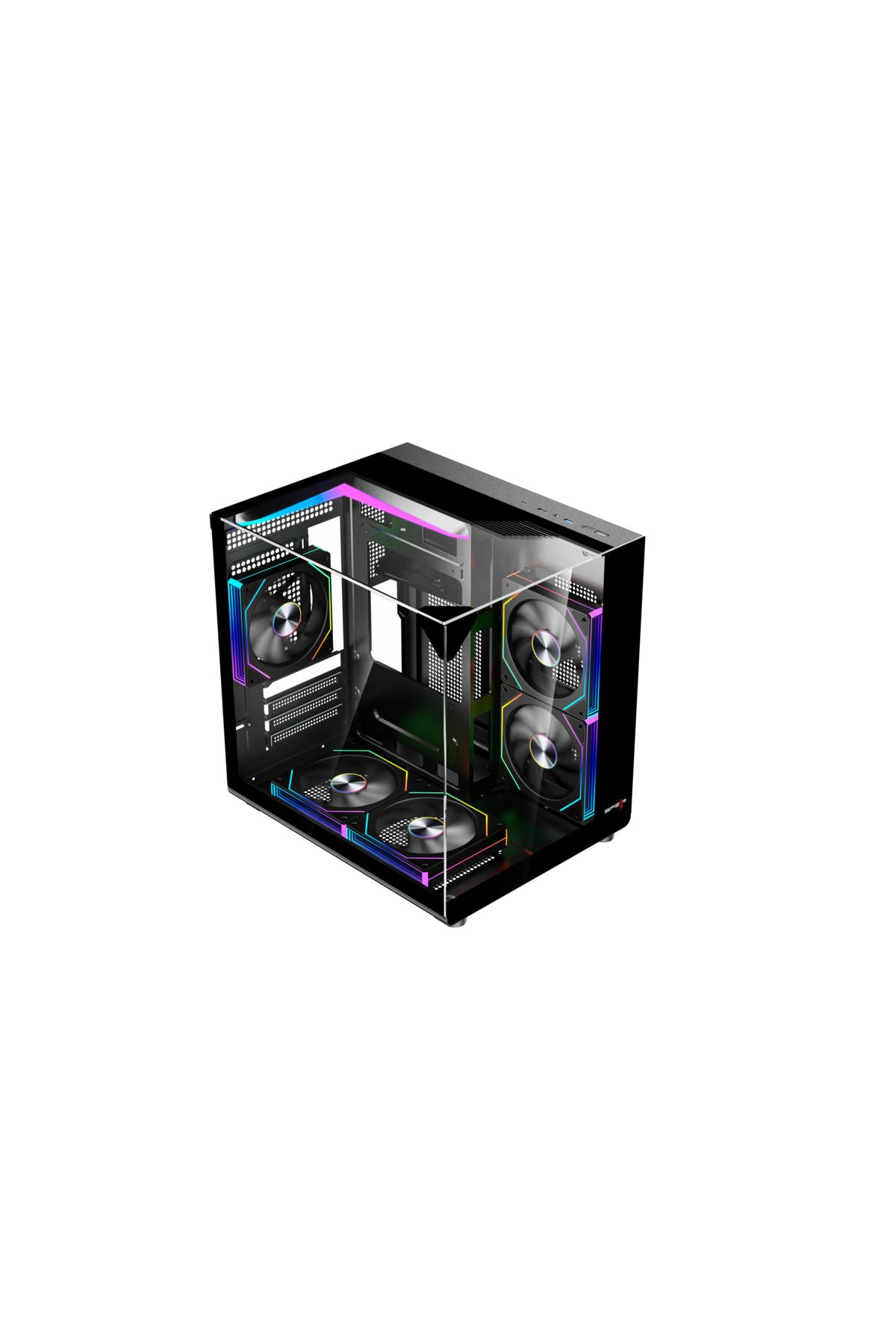 SPEARPC-حافظة SPEAR COVID 55 ECOS، مقاس M-ATX/ITX، 5 مراوح ARGB، موزع وجهاز تحكم عن بعد، USB 3.0، تبريد سائل 240 مم 2