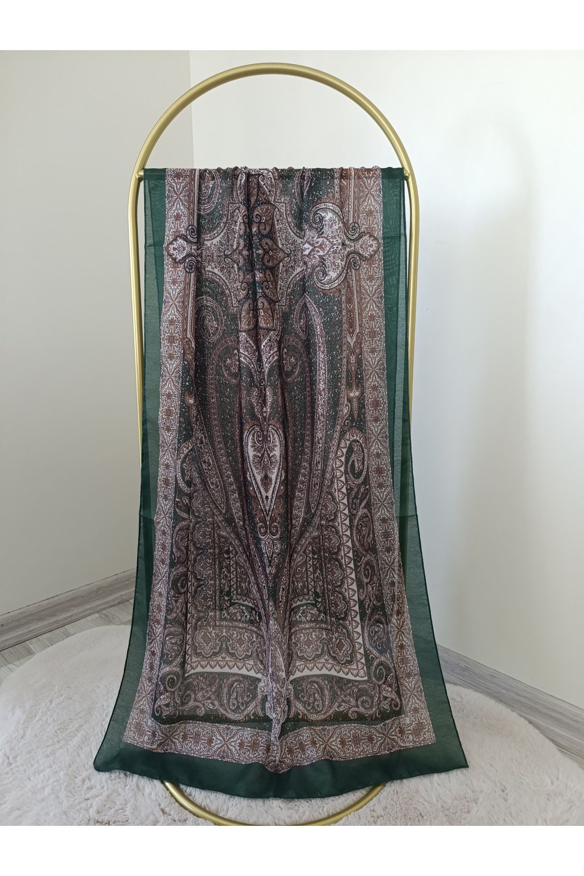 Shawl Passion-Retro Pattern Poly Green Shawl 3