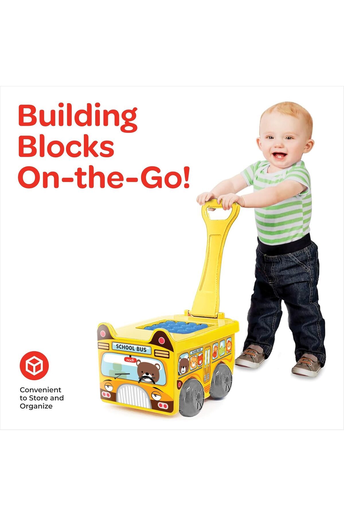 بلاکهای واگن کوچک اسباببازی برای کودکان – اتوبوس مدرسه (۳۰ عددی)