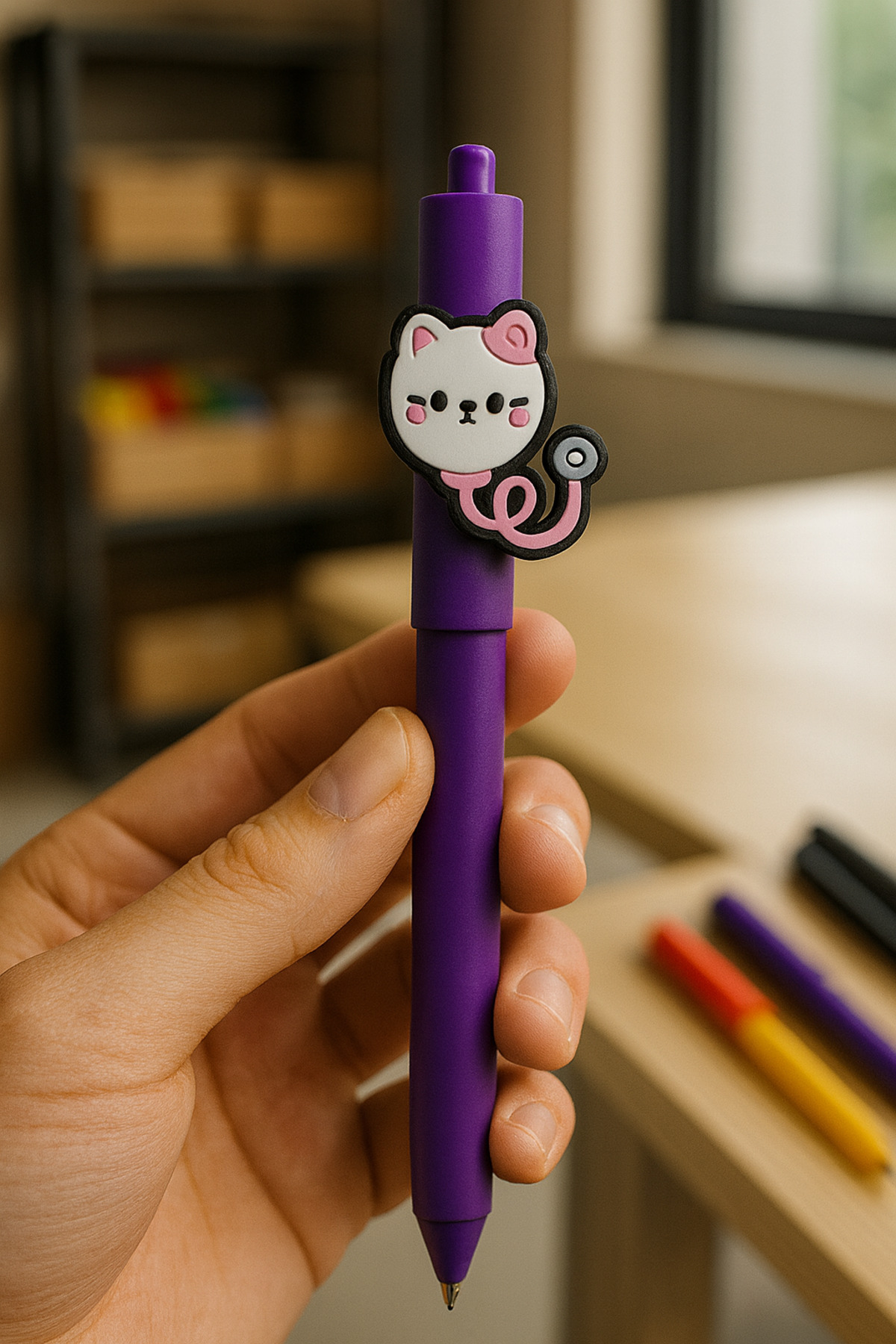 excarpin Sağlık Personeli Koleksiyonu Rahat Yazım Esnek Tutuş Steteskop Süslü Mor Renk Kalem 1 Adet