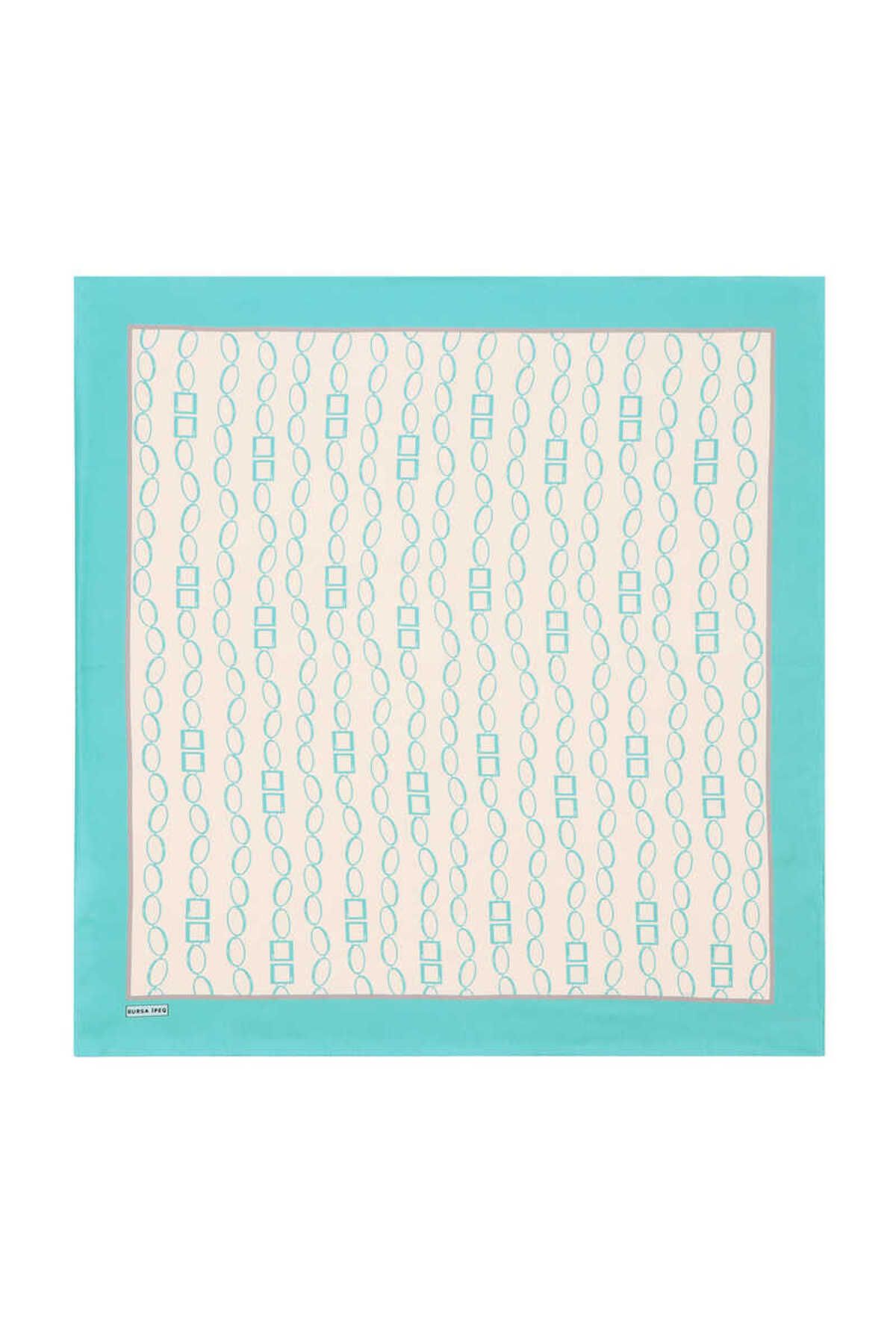 Bursa İpek-Mint Chain Pattern Twill Silk Scarf 1