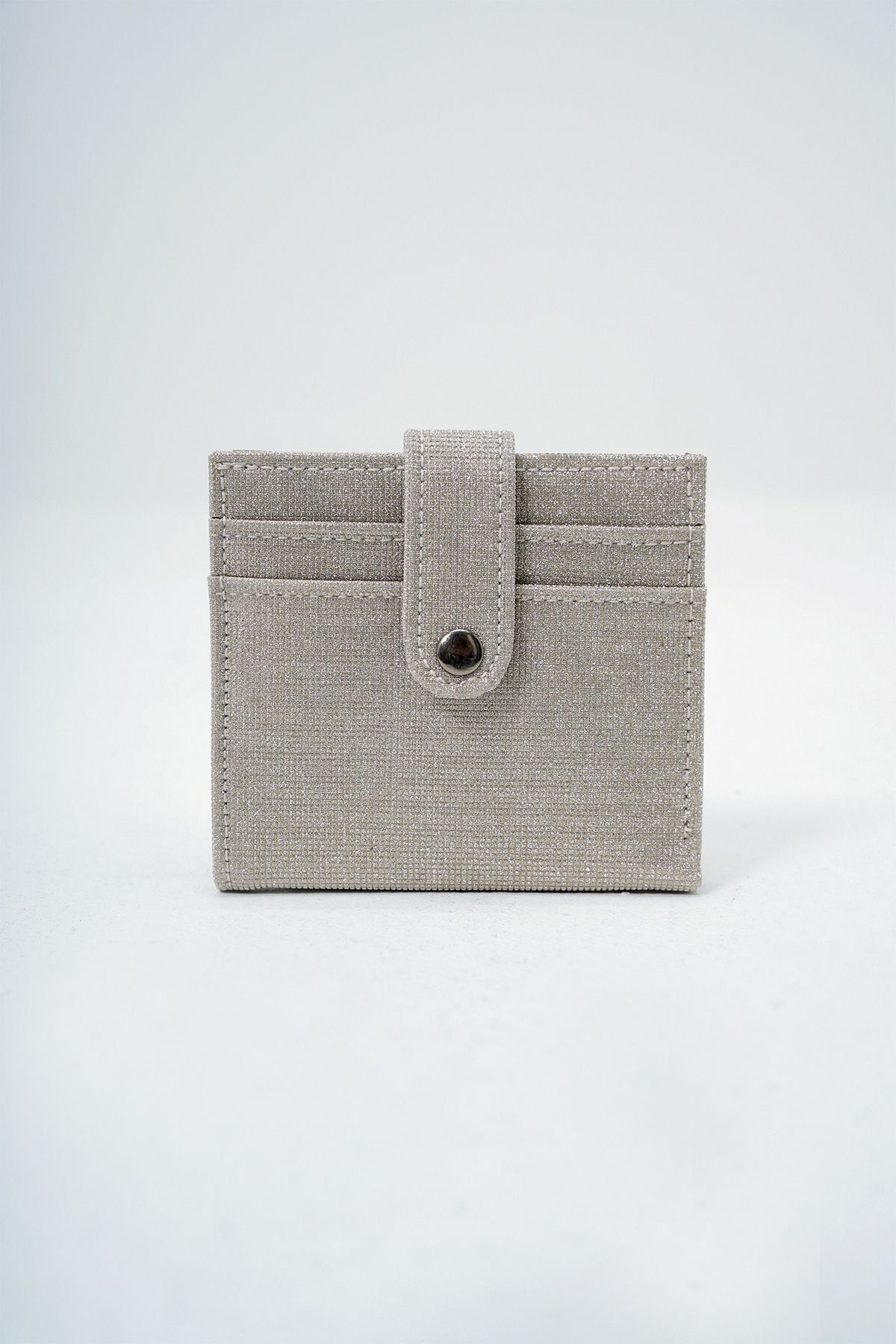 VAGGON-Women's Gold Paper Coin Compartment Clip Close Stylish Silvery Wallet Card Holder Prmx14084 2