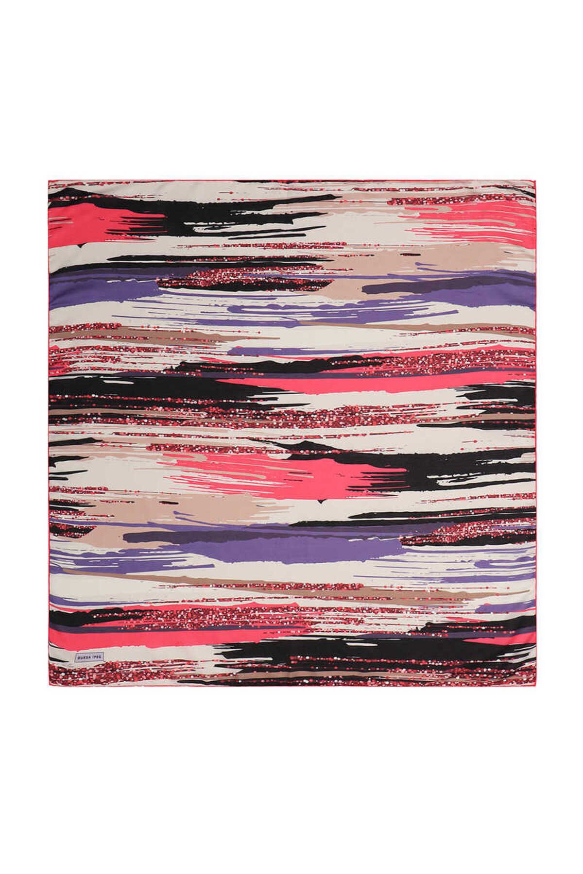 Bursa İpek-Fuchsia Brush Pattern Soft Scarf 1