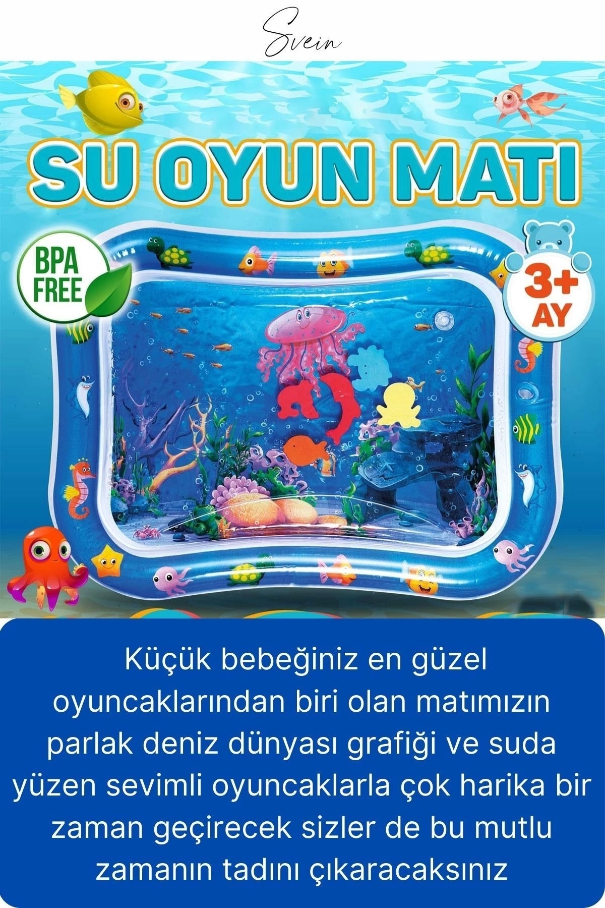 Svein Dayanıklı Sızdırmaz Su Oyun Matı Bebek Aktivite Oyuncağı BPA İçermez Emekleme Zamanı Duyusal Gelişim fotoğrafı 4 (önizleme)