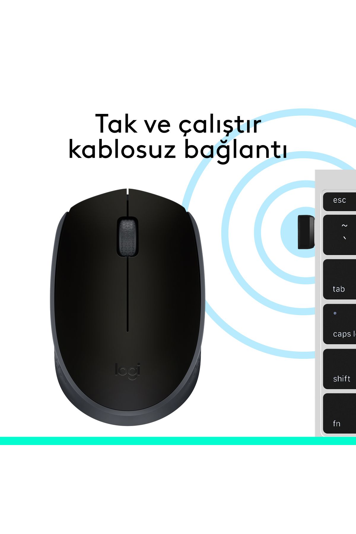 logitech-ماوس لاسلكي مدمج M171 مع جهاز استقبال USB - أسود 910- 004424 7