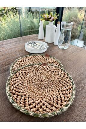 Home Inn Home Textile 2'li Amerikan Servis - Leke Tutmaz- Kahverengi-Yeşil 33...