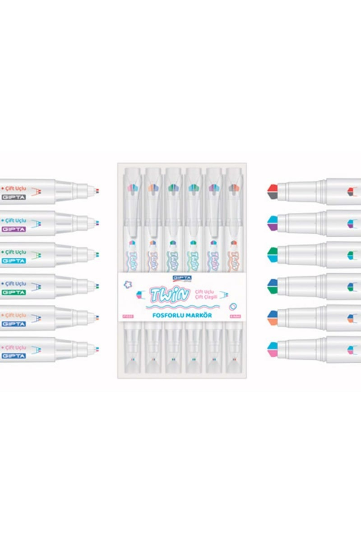 Marker Three-Dimensional Double Line Twin Tip 6 Colors Set F1533