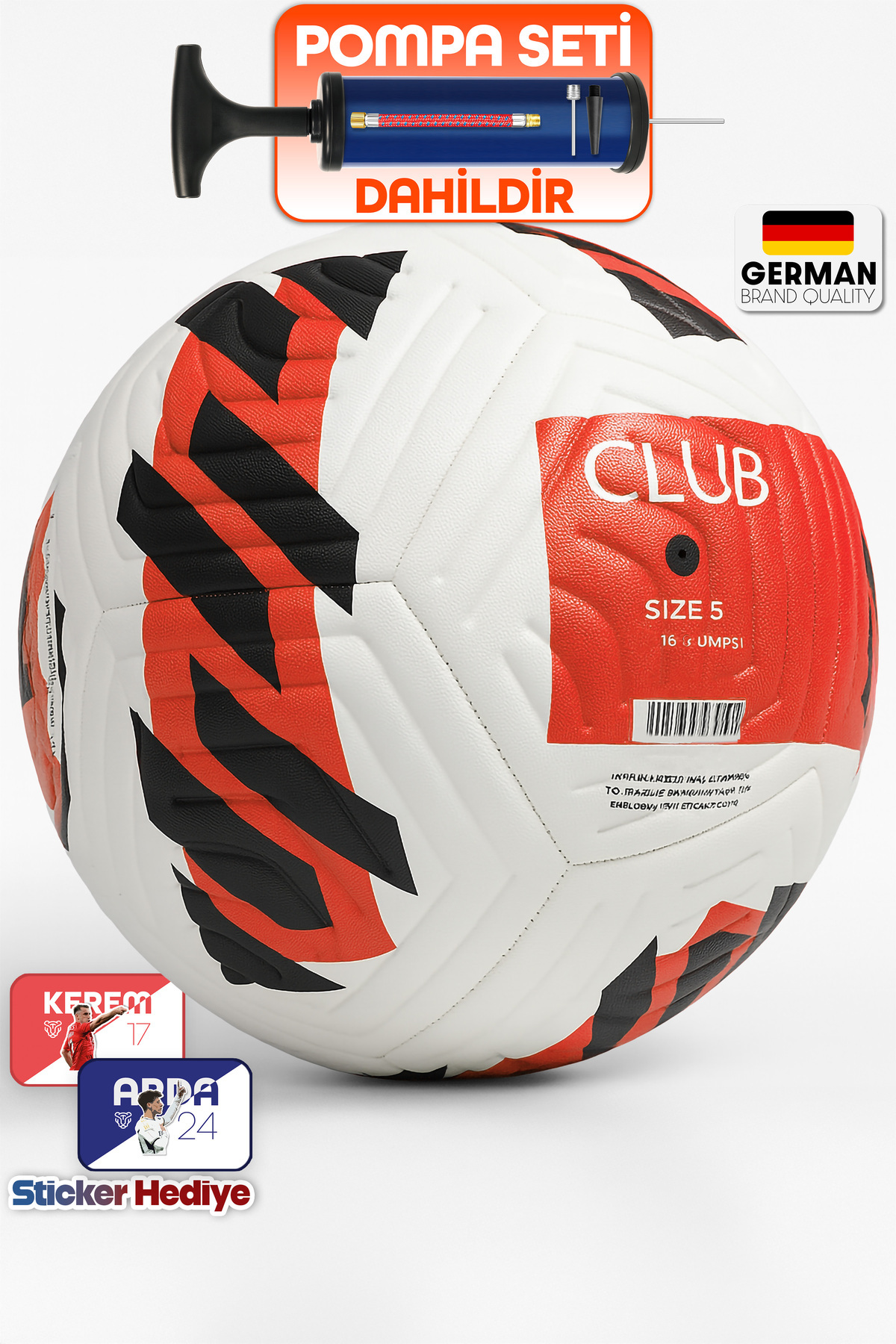 Telvesse Orijinal Futbol Topu Pompa Hediyeli Sert Zemin Halı Saha Futbol Topu Neon Kırmızı No:5