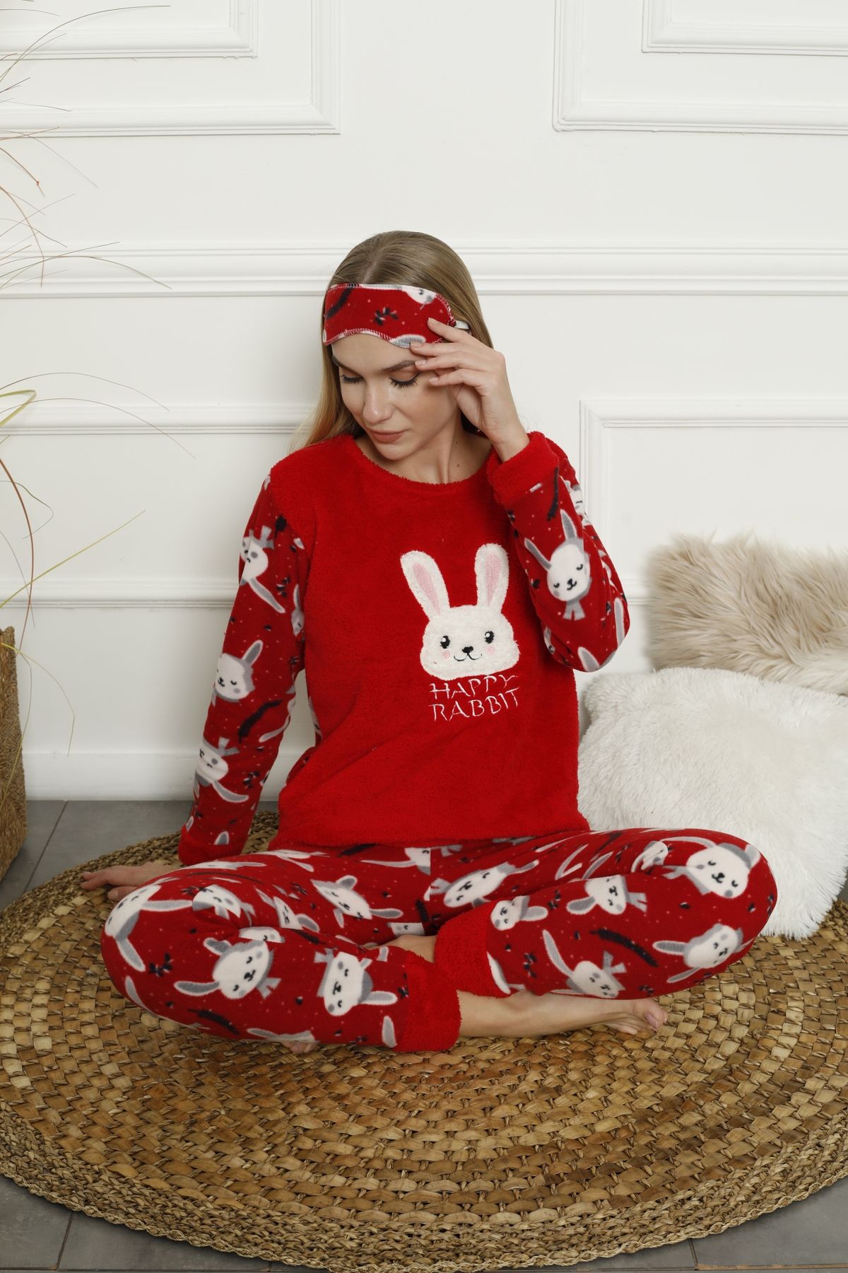 Akasya-Women's Long Sleeve Bottom Fleece Top Winter Pajamas Set 02164 1