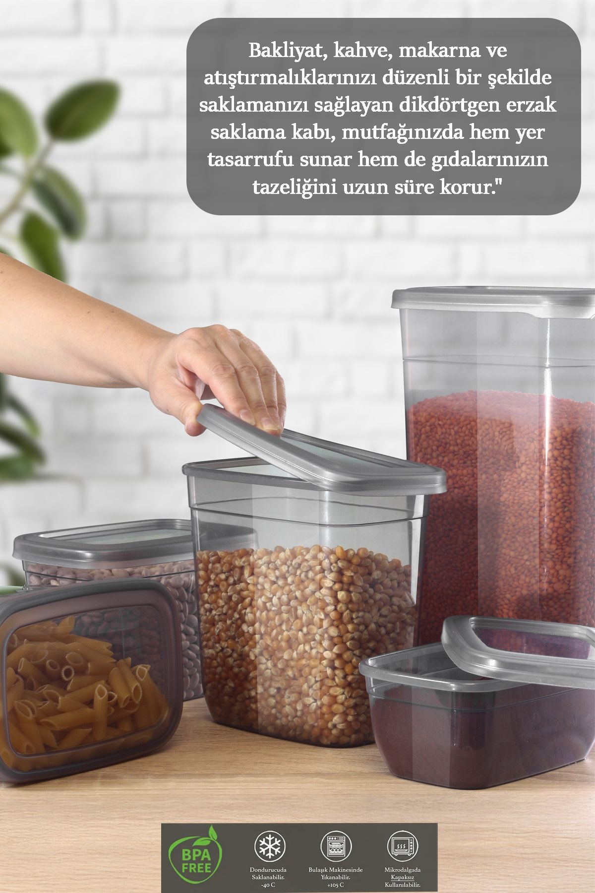 MYBOX-Set of 12 Food Storage Containers - Flour and Pulses Storage Box with Leak-Proof Lid 4X(2000-1300-750ml) 2