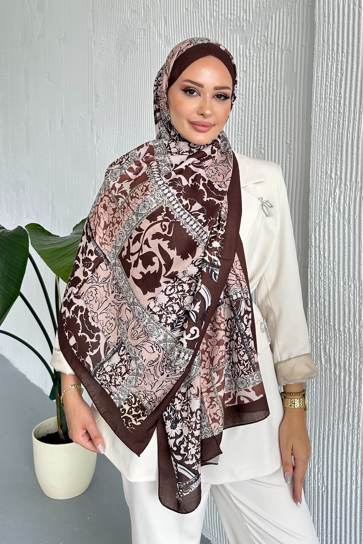 Stella Eşarp-Patch Ethnic Patterned Colorful Soft Cotton Shawl 2