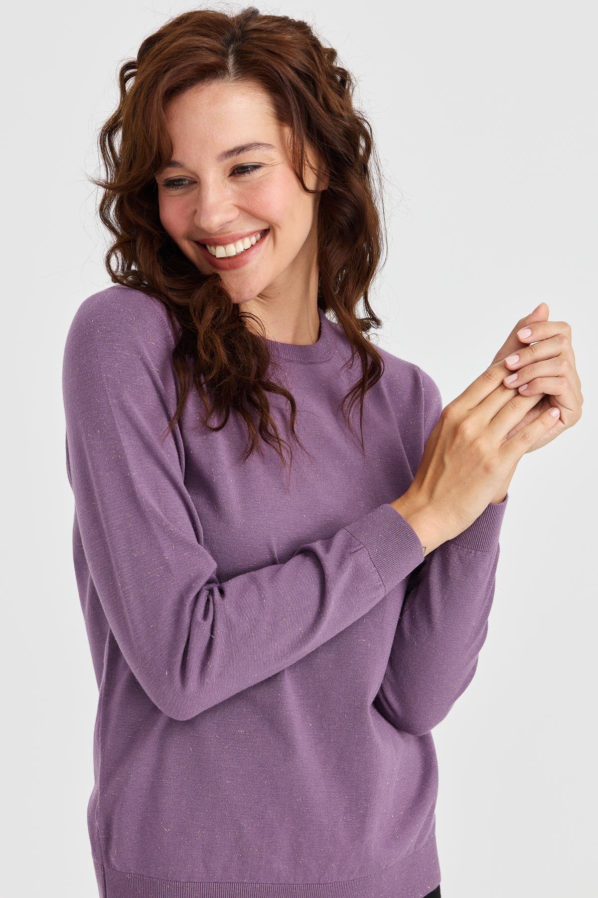 Women's O-Neck Angelina Basic Sweater Purple