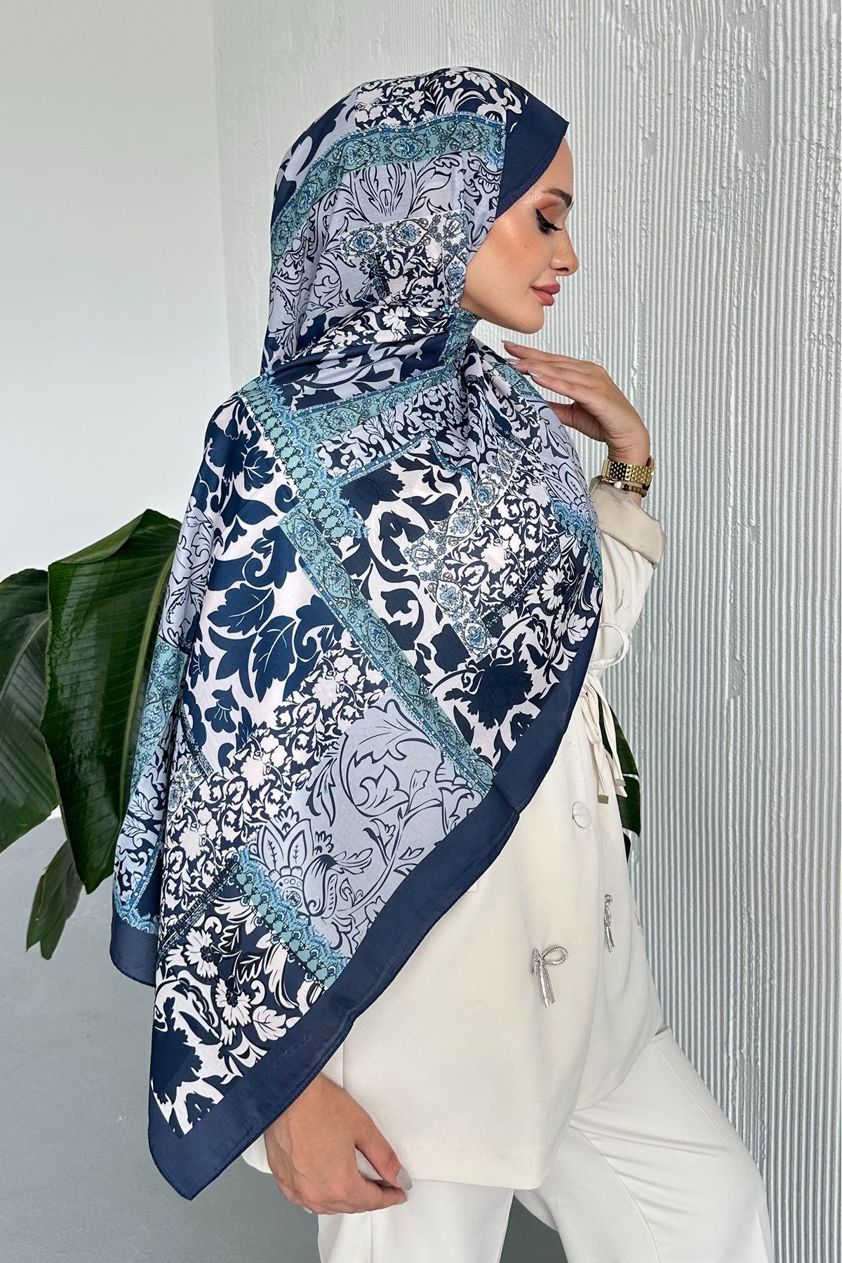 Stella Eşarp-Patch Ethnic Patterned Colorful Soft Cotton Shawl 6