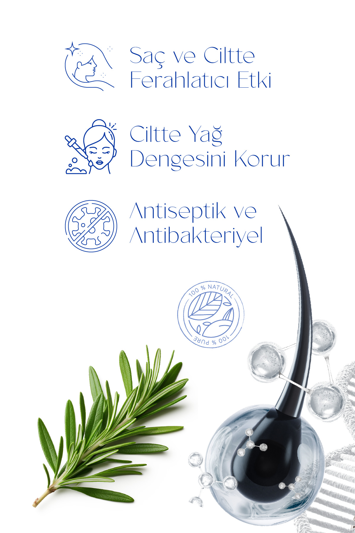 Biberiye Suyu Dökülme Karşıtı ve Saç Uzamasını Destekleyici Saç Toniği %100 Doğal ve Saf 100 ml — biberiyesuyu — تصویر 5 از 7