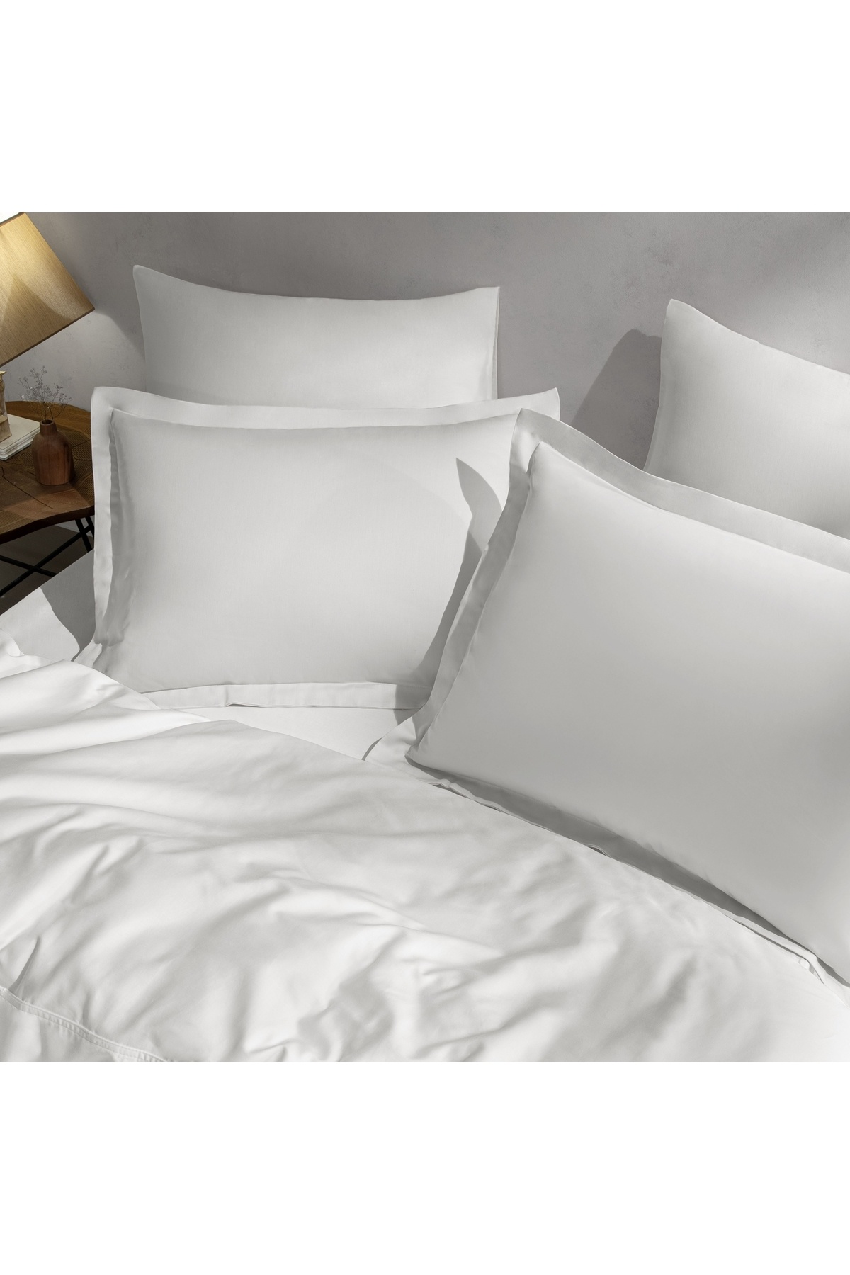 Linens-ملاءة سرير مطاطية مقاس كوين من القطن والساتان من Mix&Match، إكرو 3