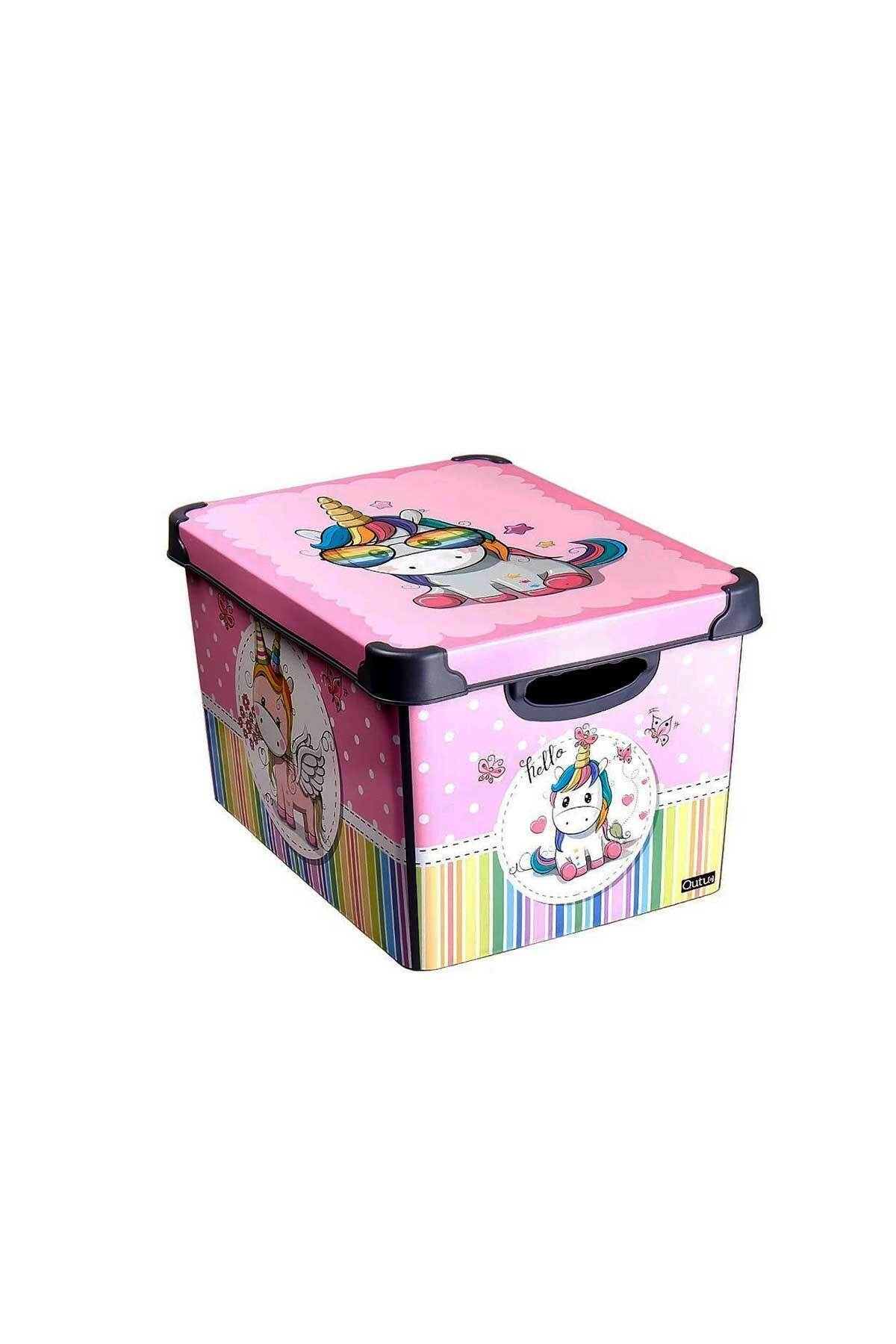 QUTU-Style Box Retro Unicorn Patterned 20 L Decorative Toy and Storage Box 4