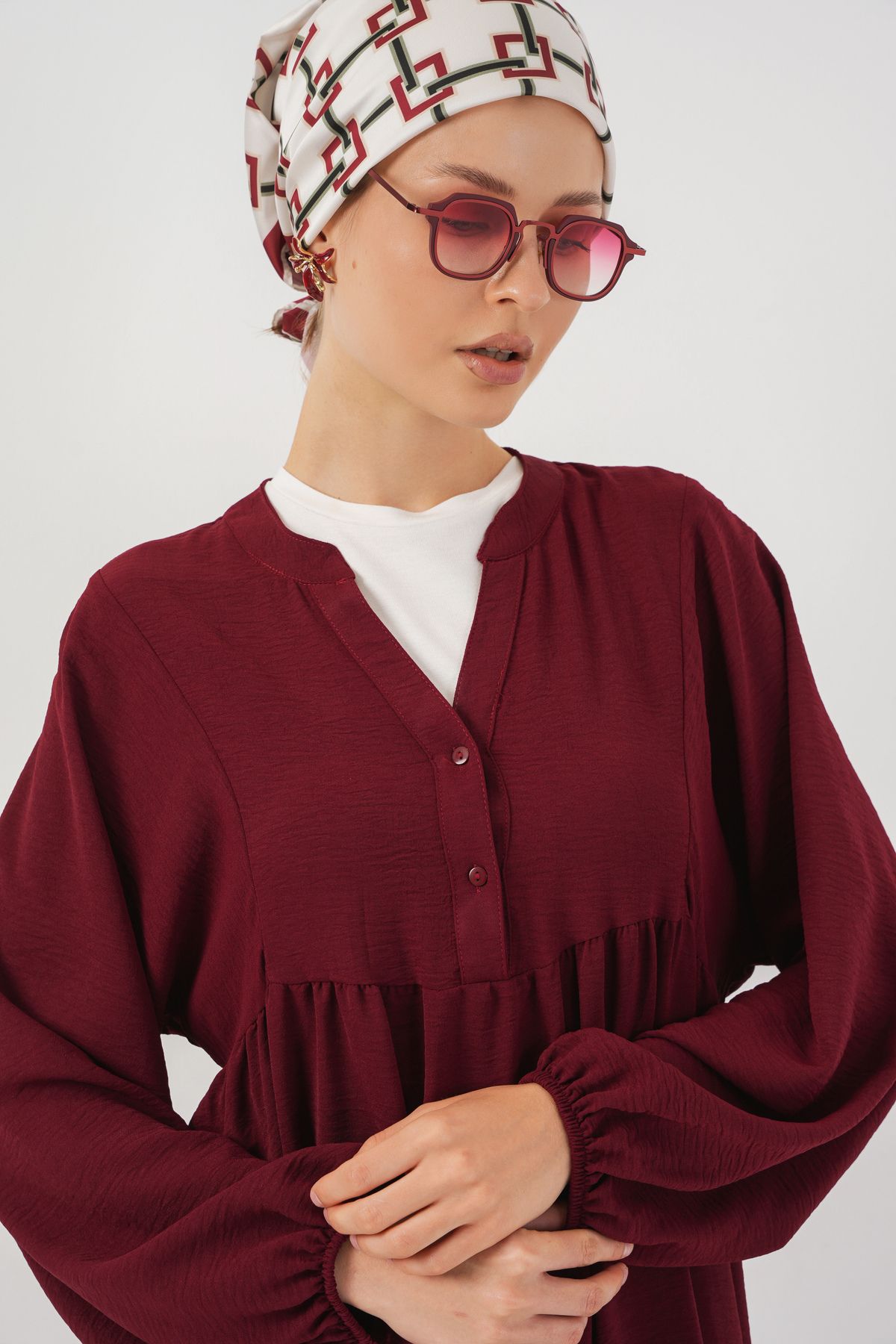 Bigdart-Rochie lungă de damă Hijab 2525 - Roșu Claret 5