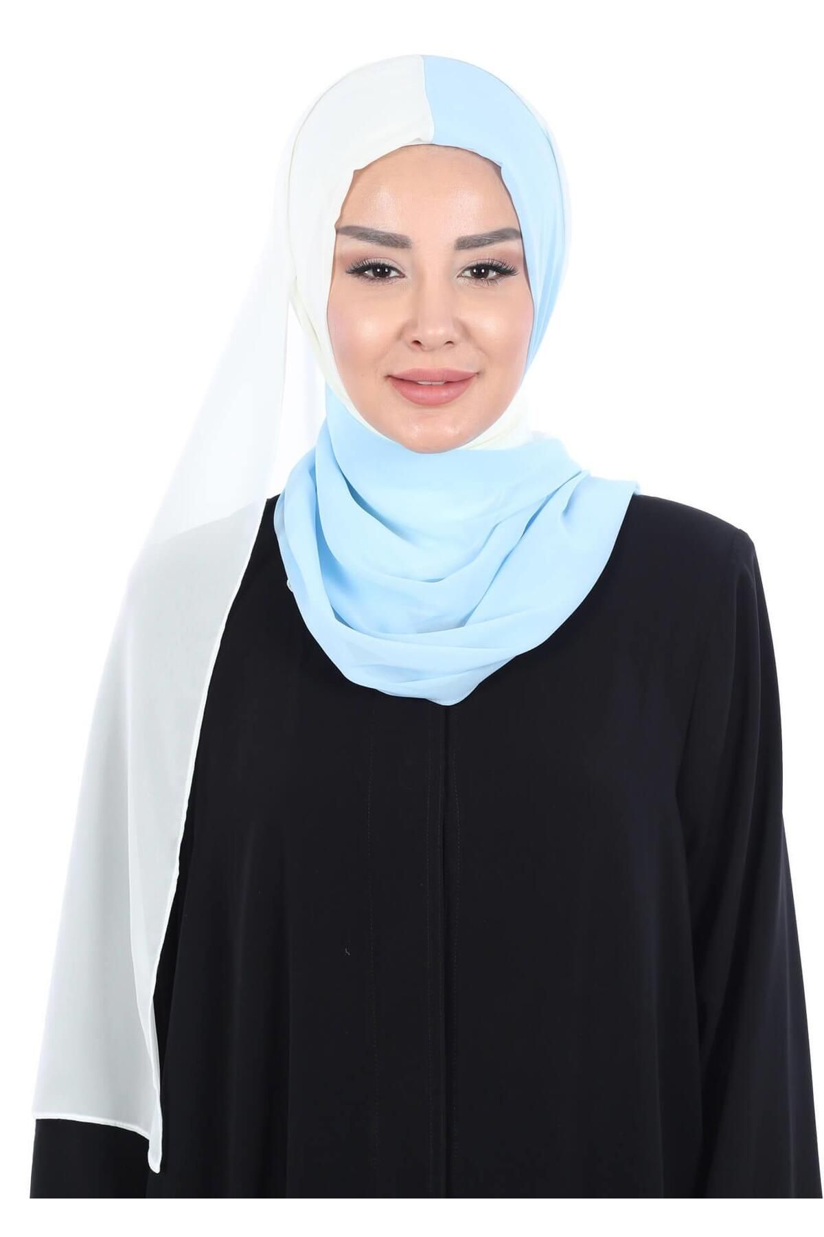 Ayşe Tasarım-Double Color Practical Chiffon Shawl,Ps-102 3