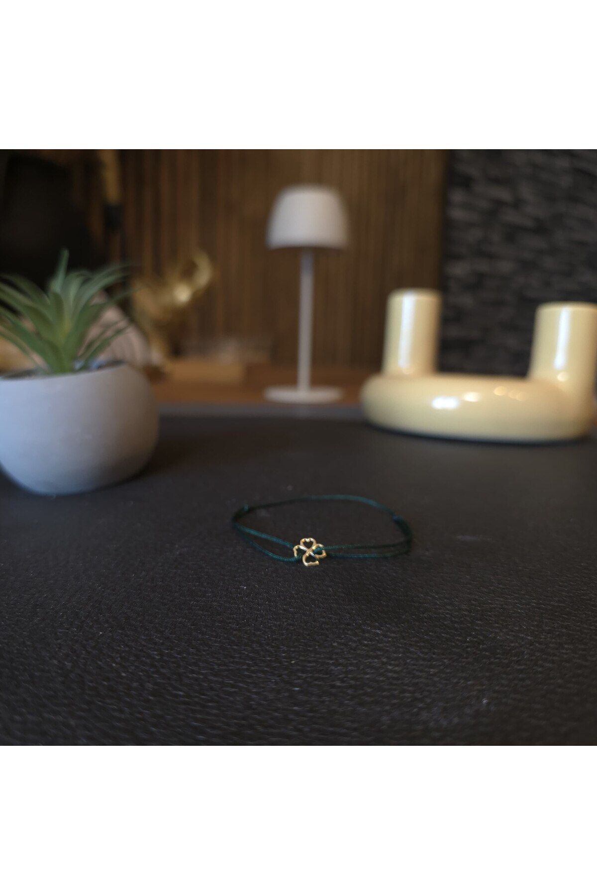 OEM-Adjustable String Bracelet with Clover Pendant in 14k Gold 3