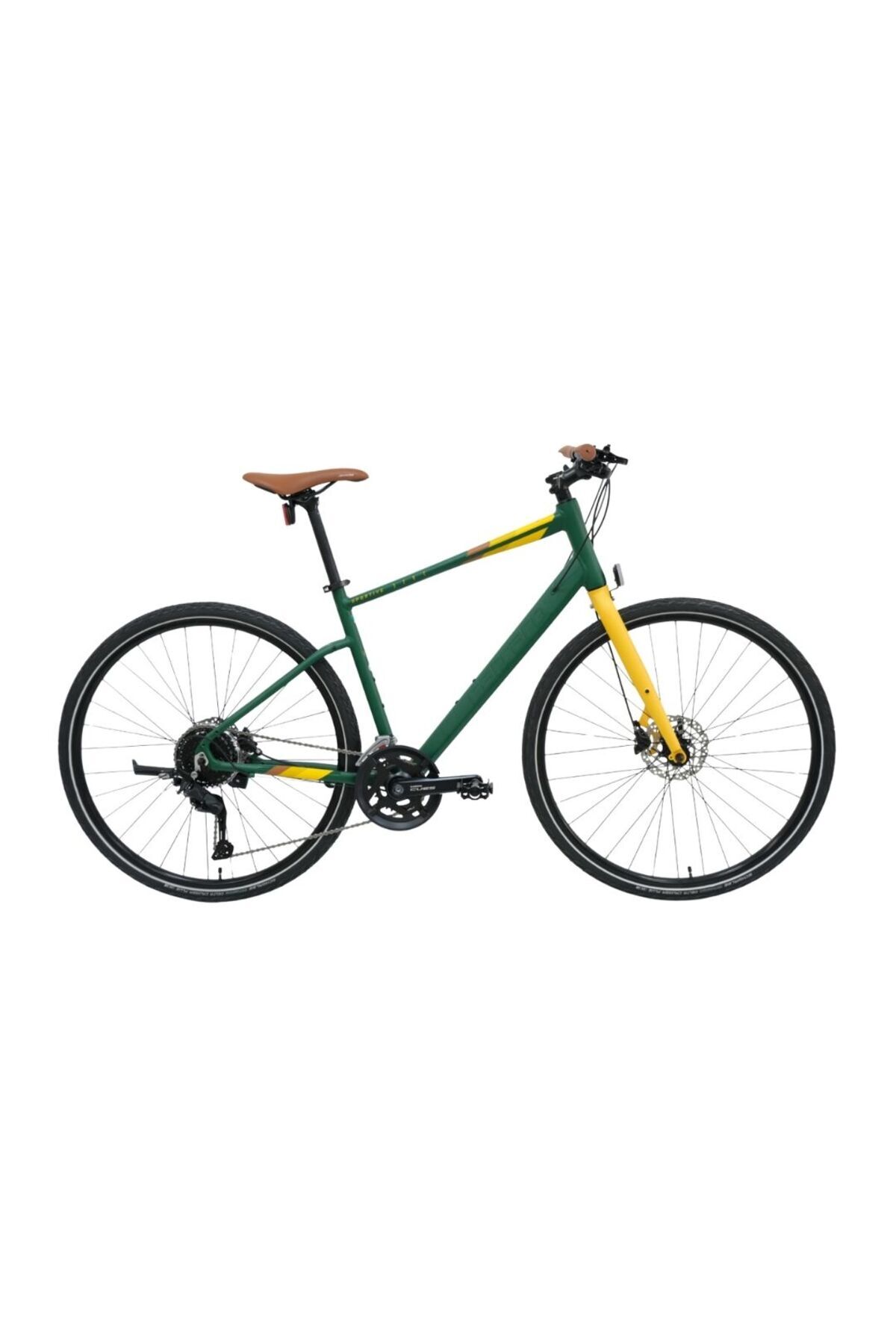 Carraro Sportive 328C HD 28 Jant 22" L-XL Kadro 18 Vites Şehir Bisikleti - Mat Yeşil/Sarı-Kahve