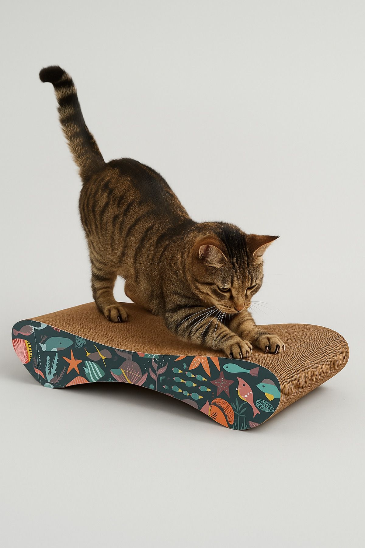 Lazy Paws-Kisan Scratching Cardboard - Horizontal Scratching - Small (43X24X8,5 cm) - Ocean 1