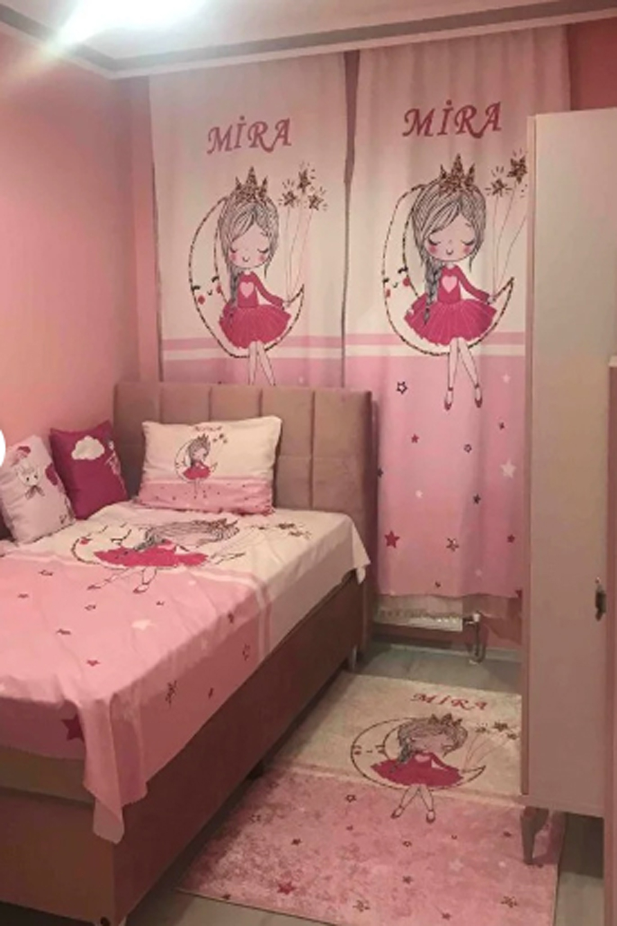 EVSEHOMES Pembe Şeritli Ayda Kız Çocuk Odası Tek Kanat Fon Perde Ef5019 fotoğrafı 3 (önizleme)