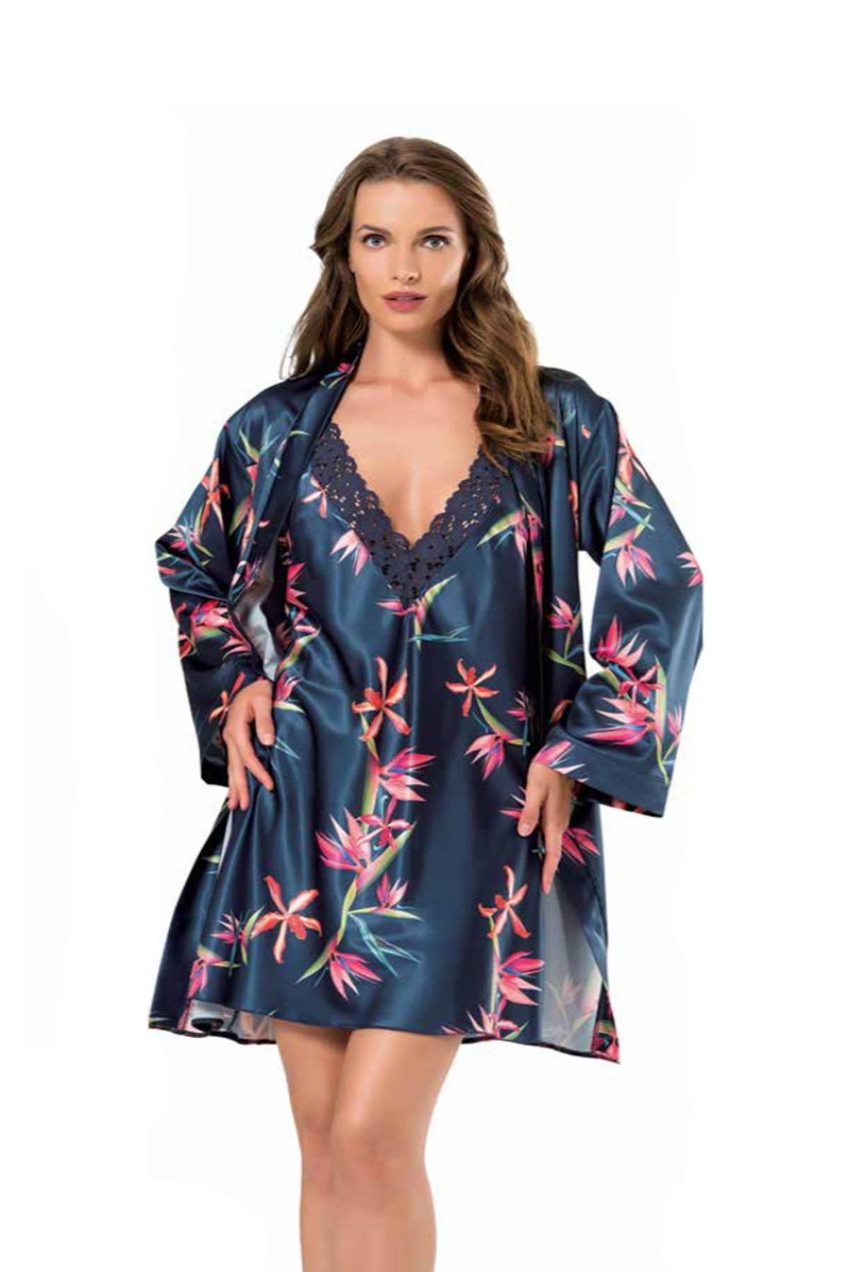 Genel Markalar İç Giyim MOONGİRL Saten Kısa İkili Gecelik Takım