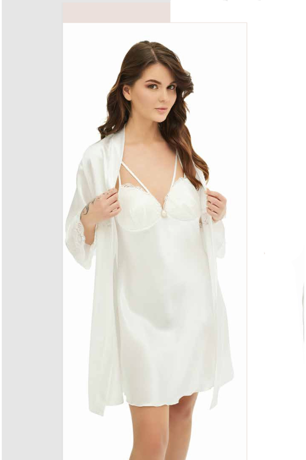 Genel Markalar İç Giyim MOONGİRL Saten Kısa İkili Gecelik Takım