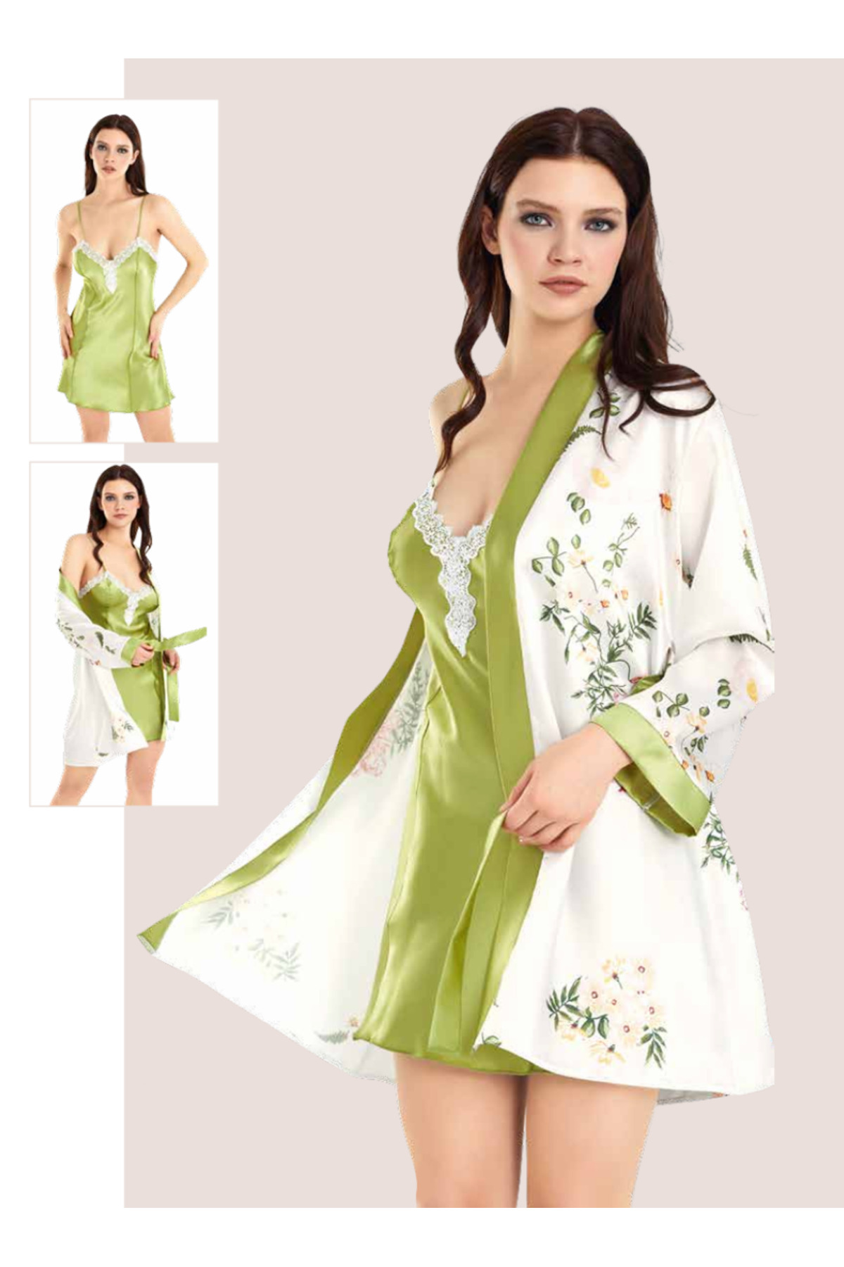 Genel Markalar İç Giyim MOONGİRL Saten Kısa İkili Gecelik Takım