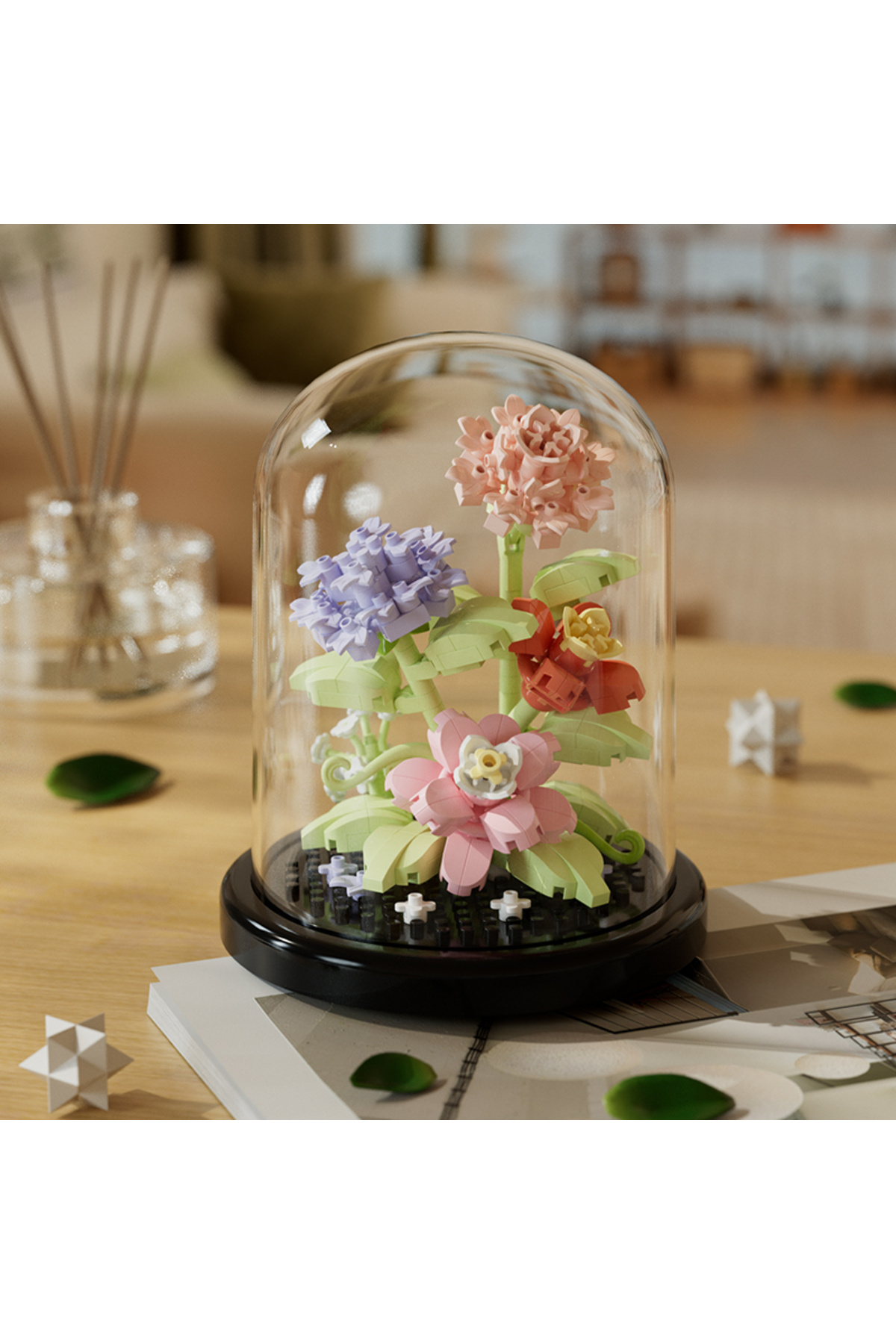 دسته‌گل ۳۰۲ عددی بلوک‌های ساختمانی میکروپارتیکل دست‌ساز، اسباب‌بازی پازل کودکان دست‌ساز DIY آفتابگردان