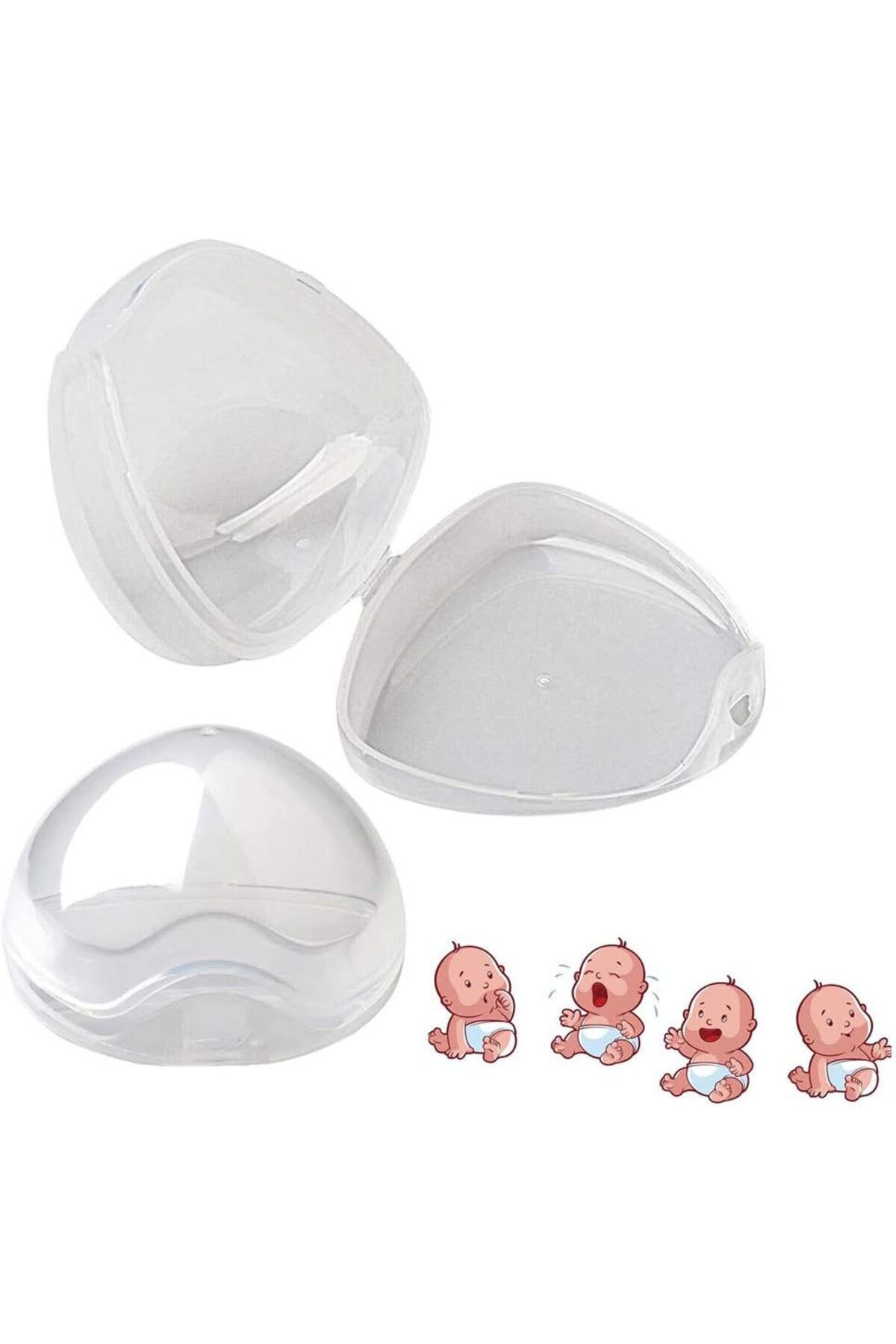 Dawwoti-Set of 4 pacifier protectors, PP, transparent, 7 x 6.1 x 5.5 cm 2