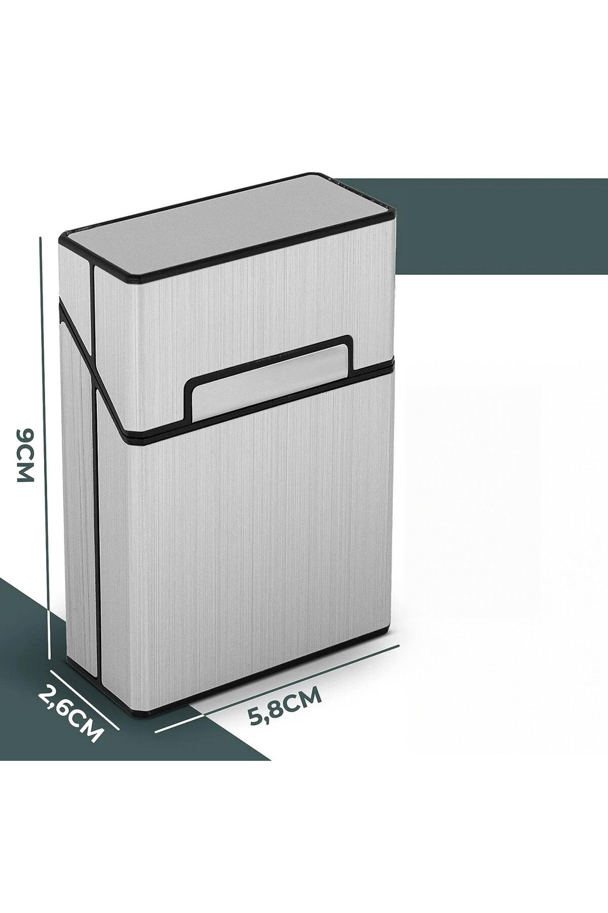 Dooidi-Set of 3 cigarette cases with integrated mirror Dooidi, plastic, silver, 9 x 6 x 3 cm 5