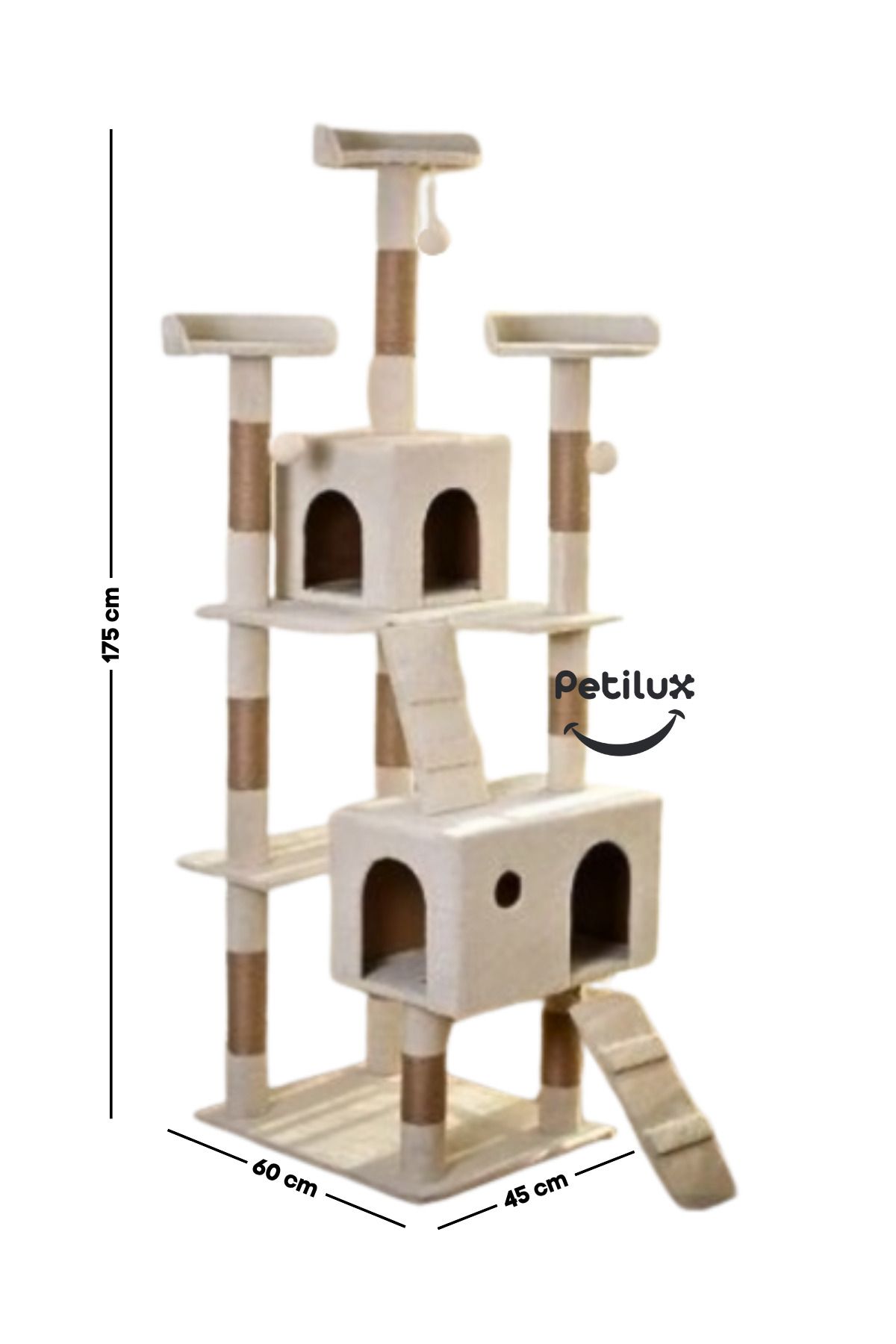 Petilux-New Multi-Storey Cat House with Residence Design Jute Drawstring Scratching Tower and Resting Area 4