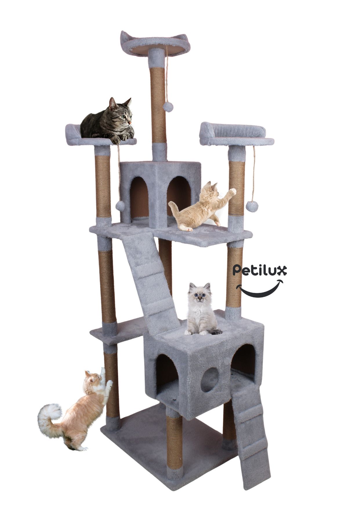 Petilux-New Multi-Storey Cat House with Residence Design Jute Drawstring Scratching Tower and Resting Area 1